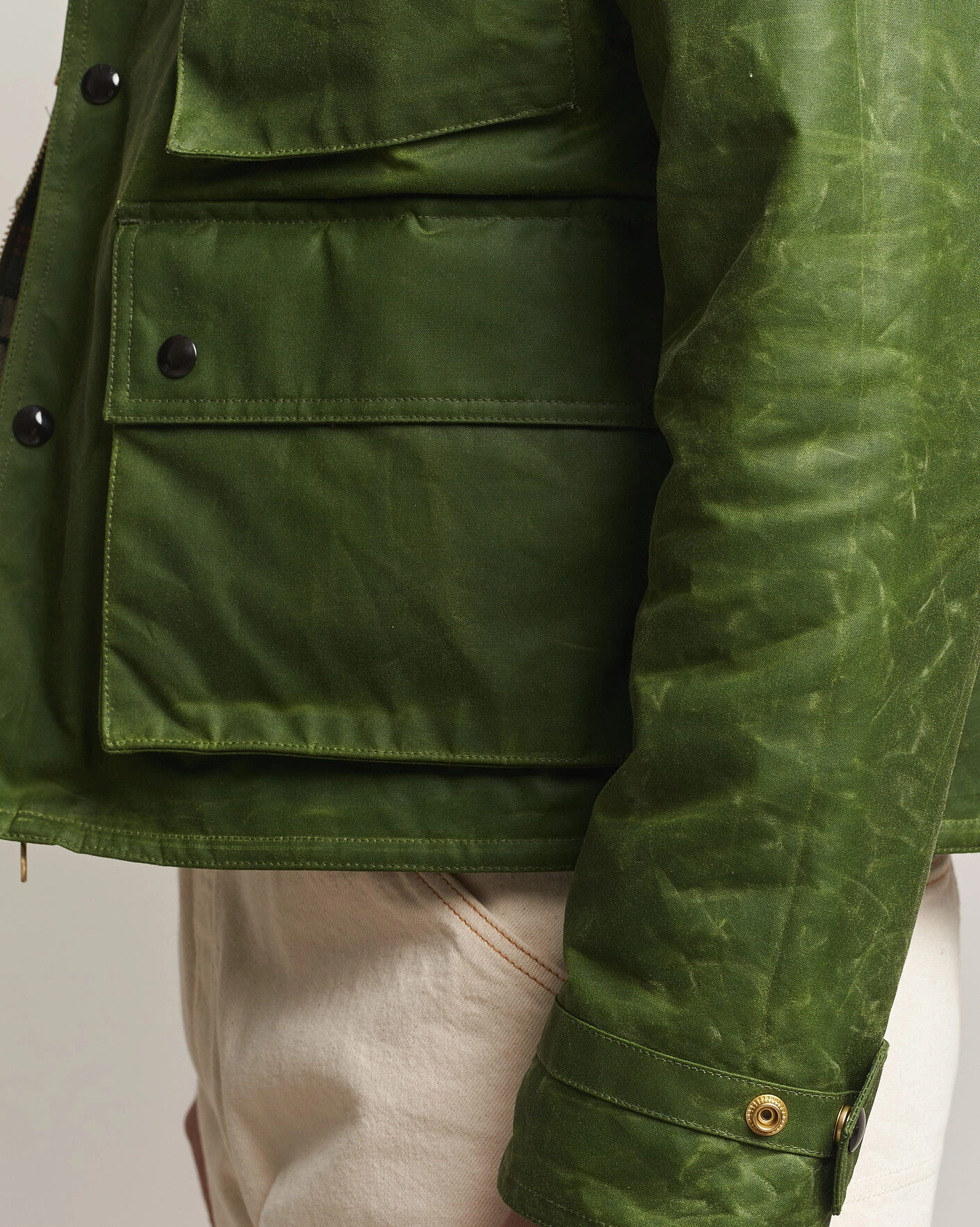 Herr | Jackor | Drake's | Waxed Wader Jacket Lemongrass