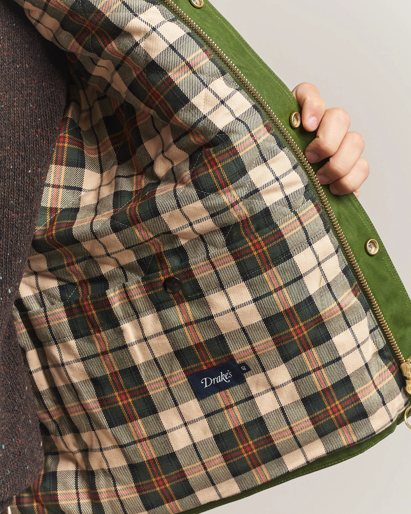 Herr | Jackor | Drake's | Waxed Wader Jacket Lemongrass