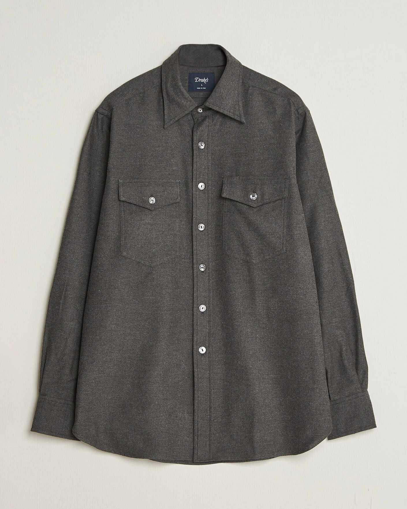 Herr | Skjortor | Drake's | Two Pocket Casual Shirt Grey