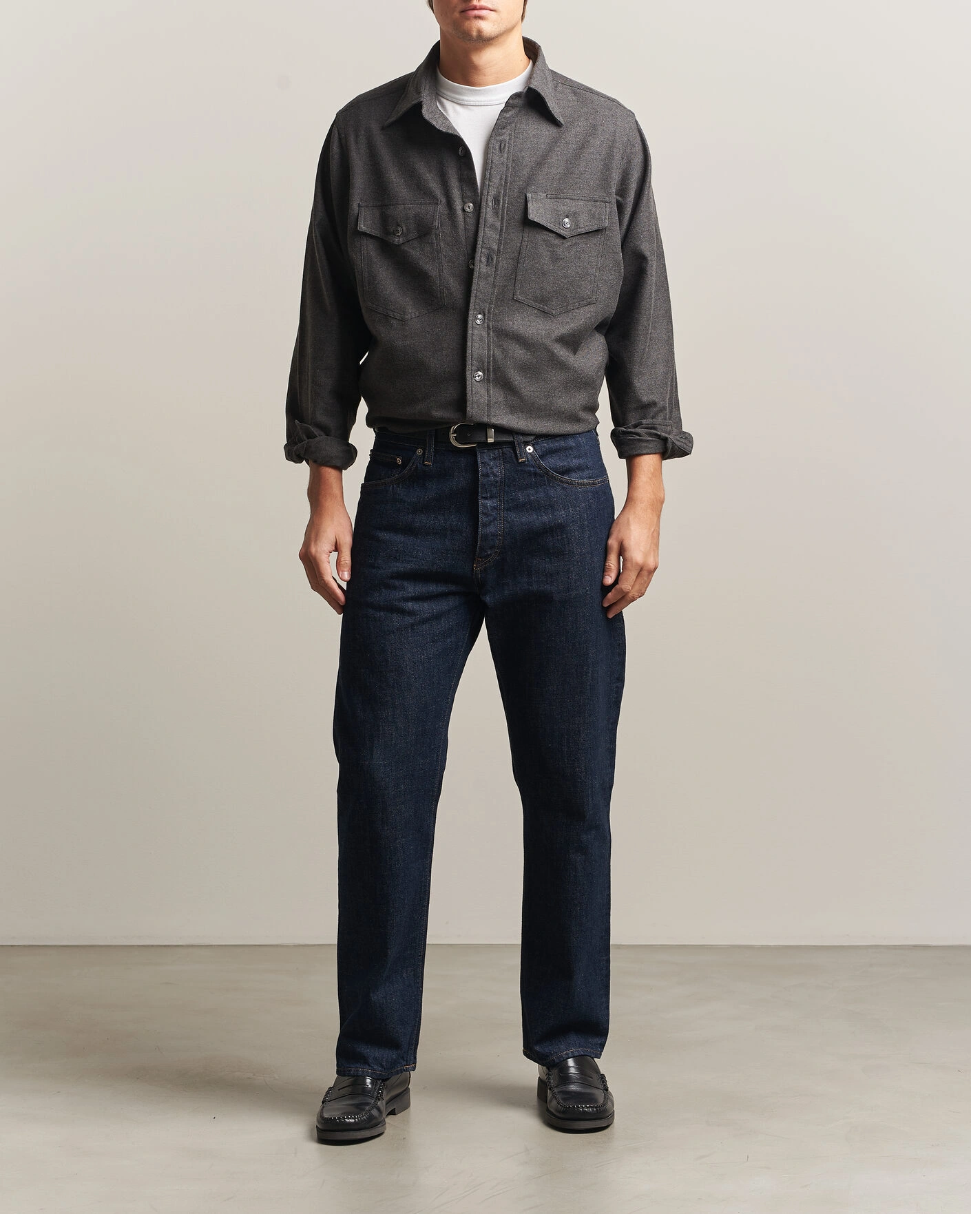 Herr | Skjortor | Drake's | Two Pocket Casual Shirt Grey