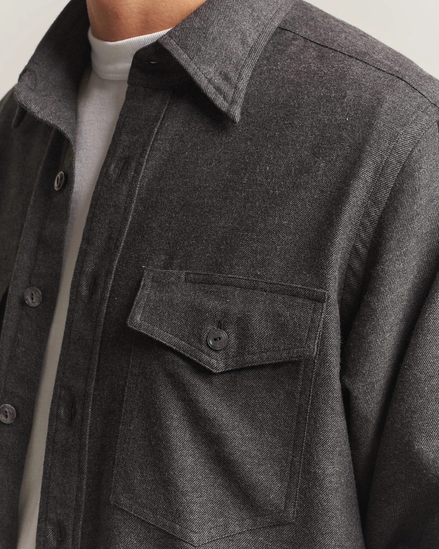 Herr | Skjortor | Drake's | Two Pocket Casual Shirt Grey
