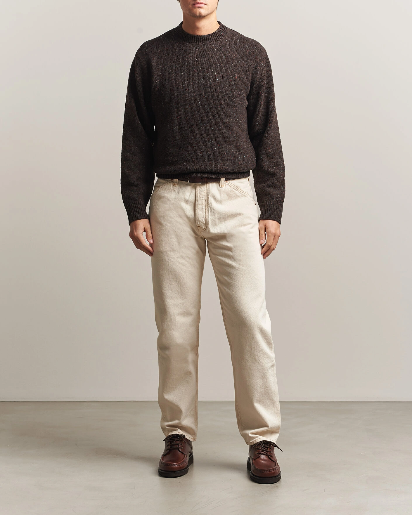 Herr | Tröjor | Drake's | Donegal Crewneck Brown