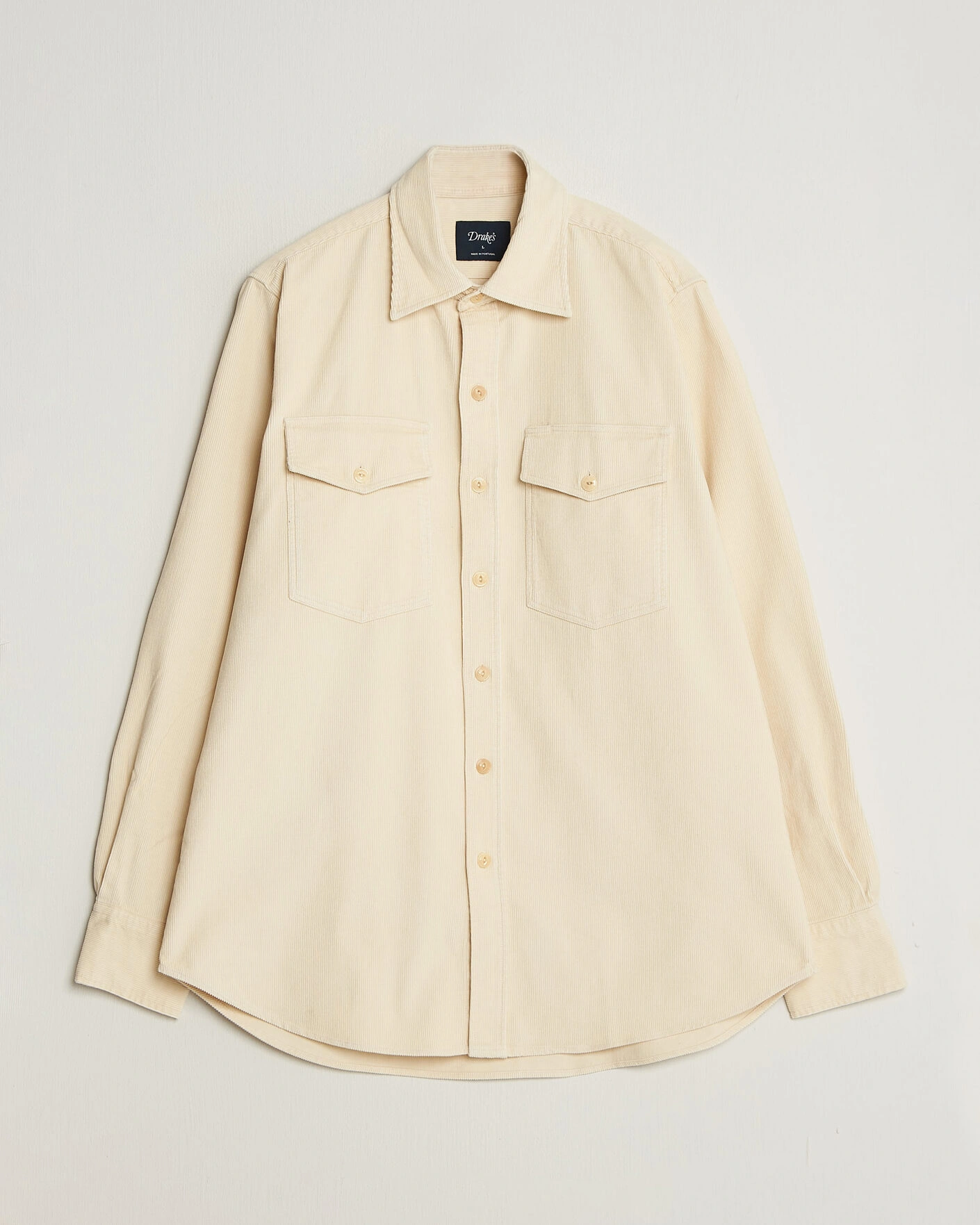 Herr | Skjortor | Drake's | Two Pocket Corduroy Shirt Ecru