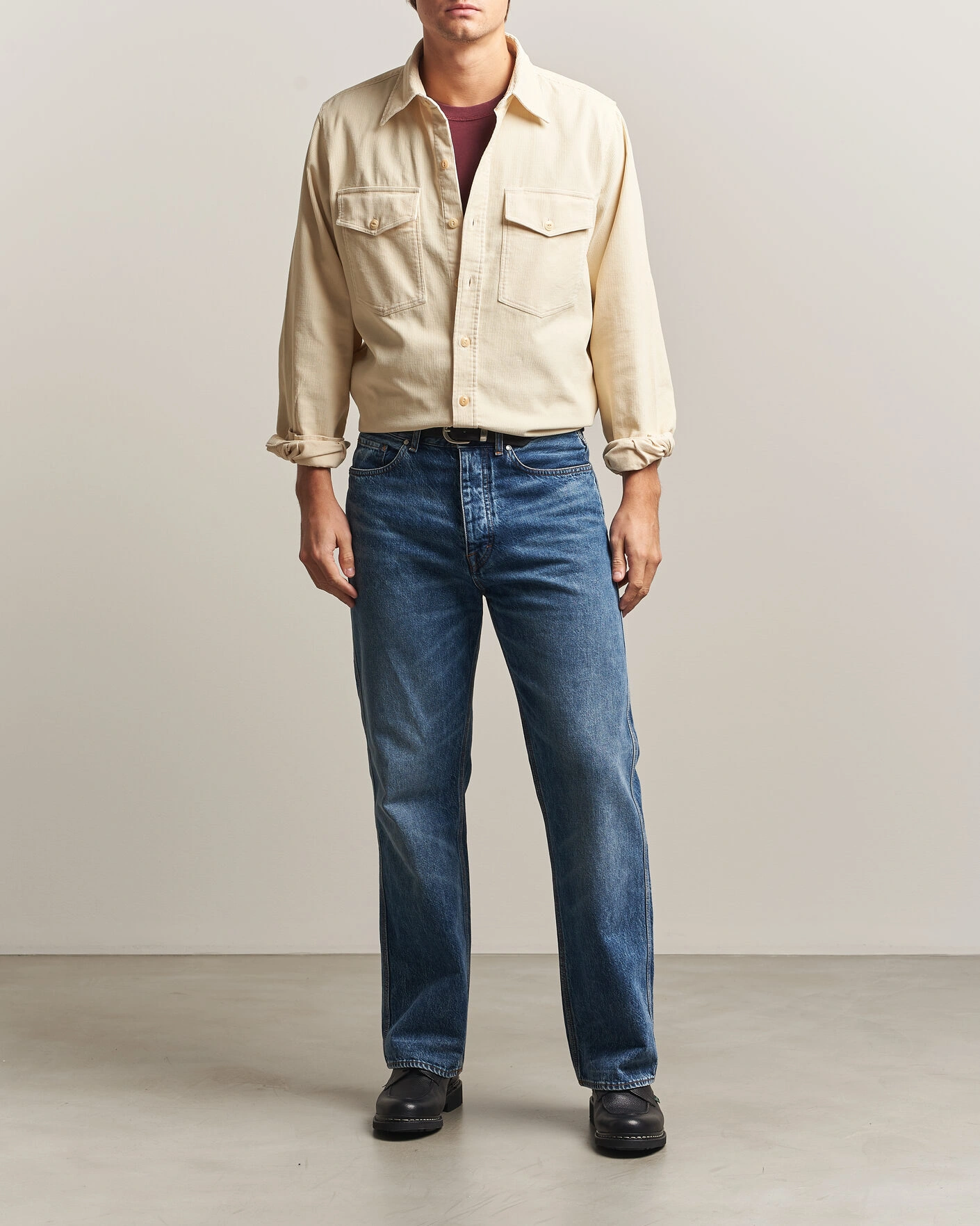 Herr | Skjortor | Drake's | Two Pocket Corduroy Shirt Ecru