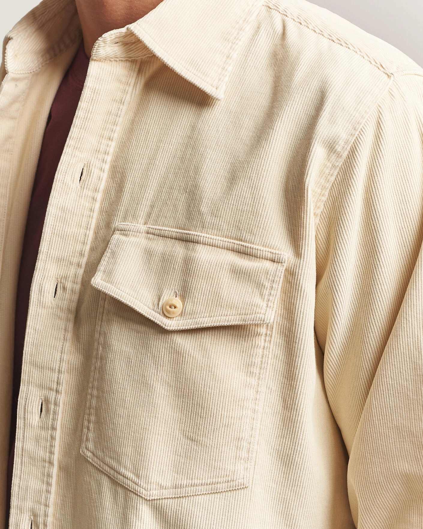 Herr | Skjortor | Drake's | Two Pocket Corduroy Shirt Ecru