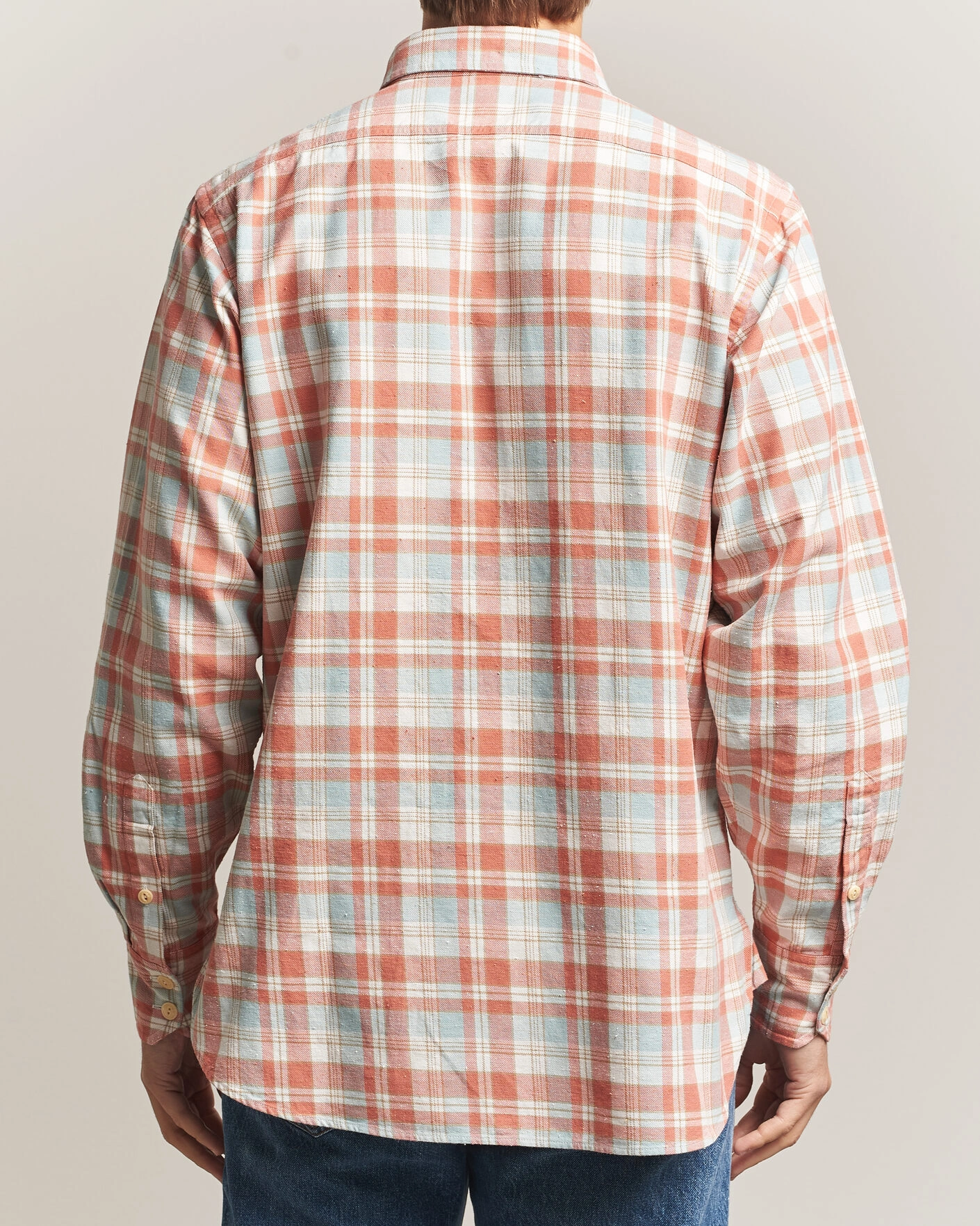 Herr | Skjortor | Drake's | Two Pocket Check Shirt Pink/Blue