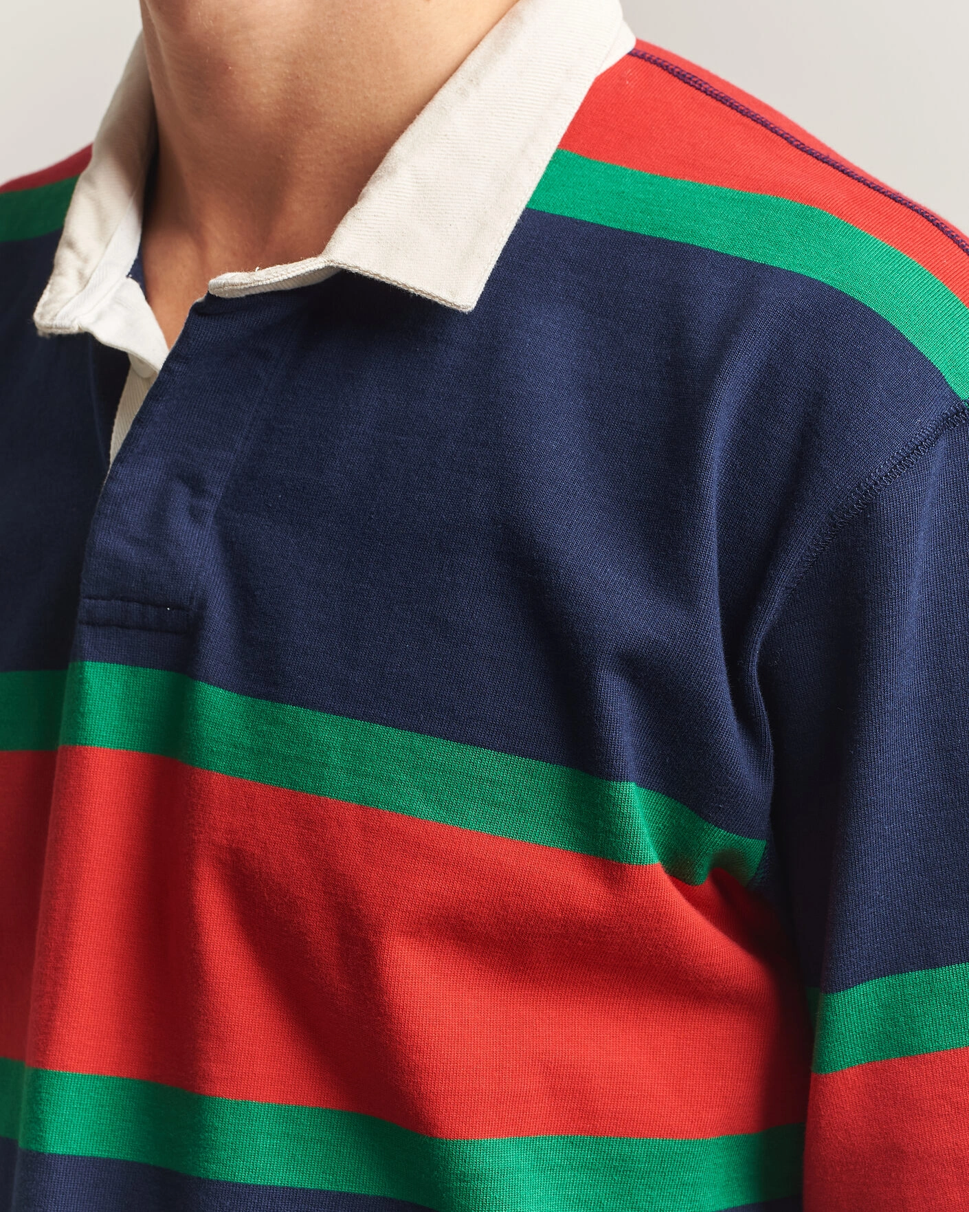 Herr | Tröjor | Drake's | Middle Stripe Rugby Navy/Red/Green