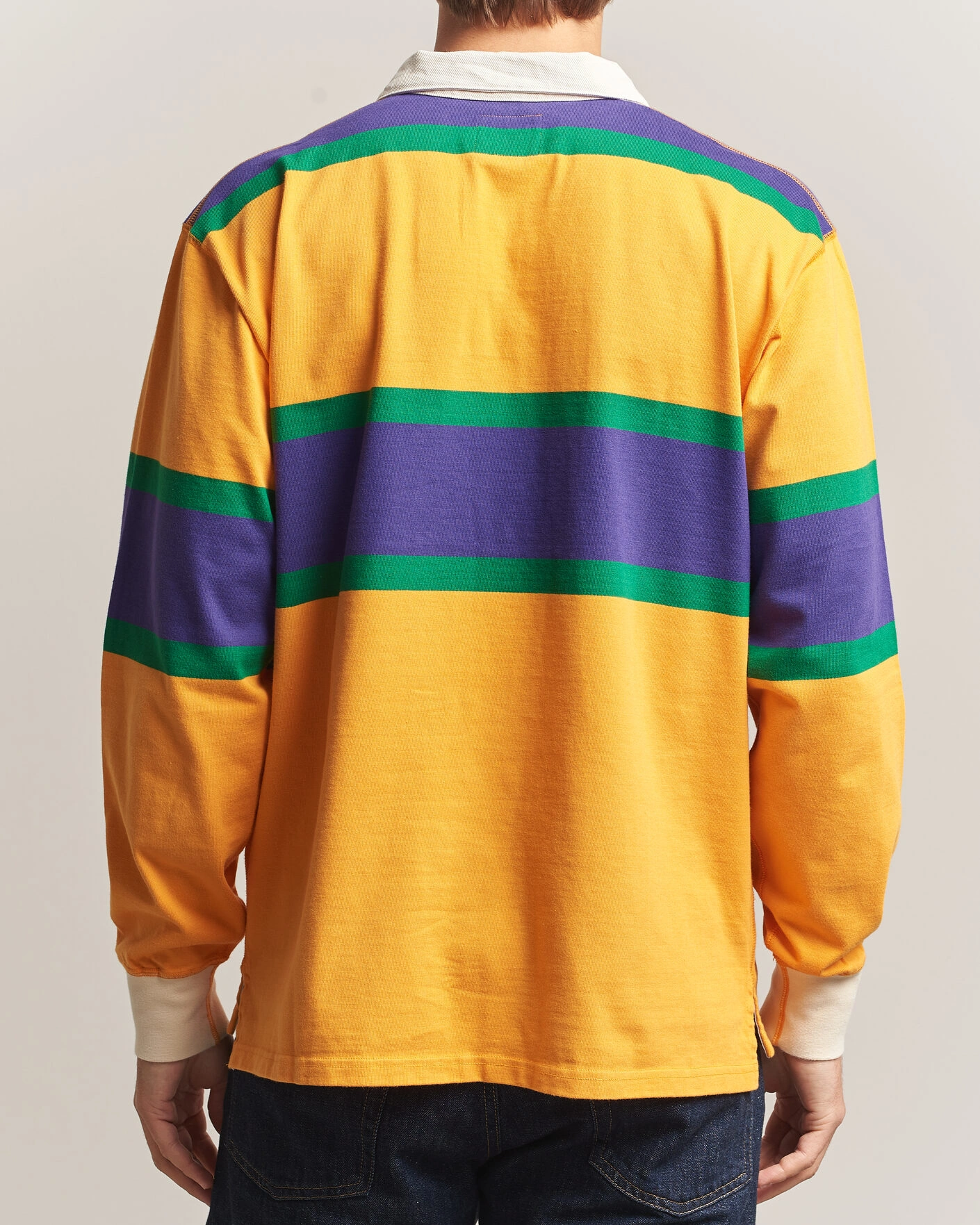 Herr | Tröjor | Drake's | Block Stripe Rugby Yellow
