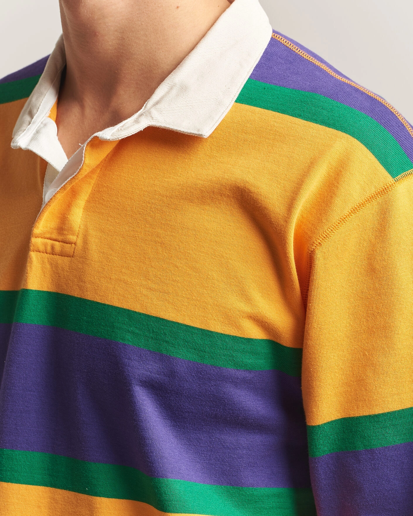 Herr | Tröjor | Drake's | Block Stripe Rugby Yellow