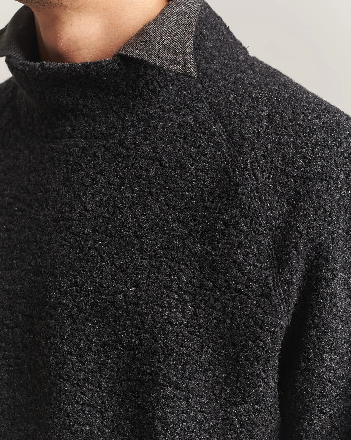 Herr | Tröjor | Drake's | Mock Neck Fleece Grey