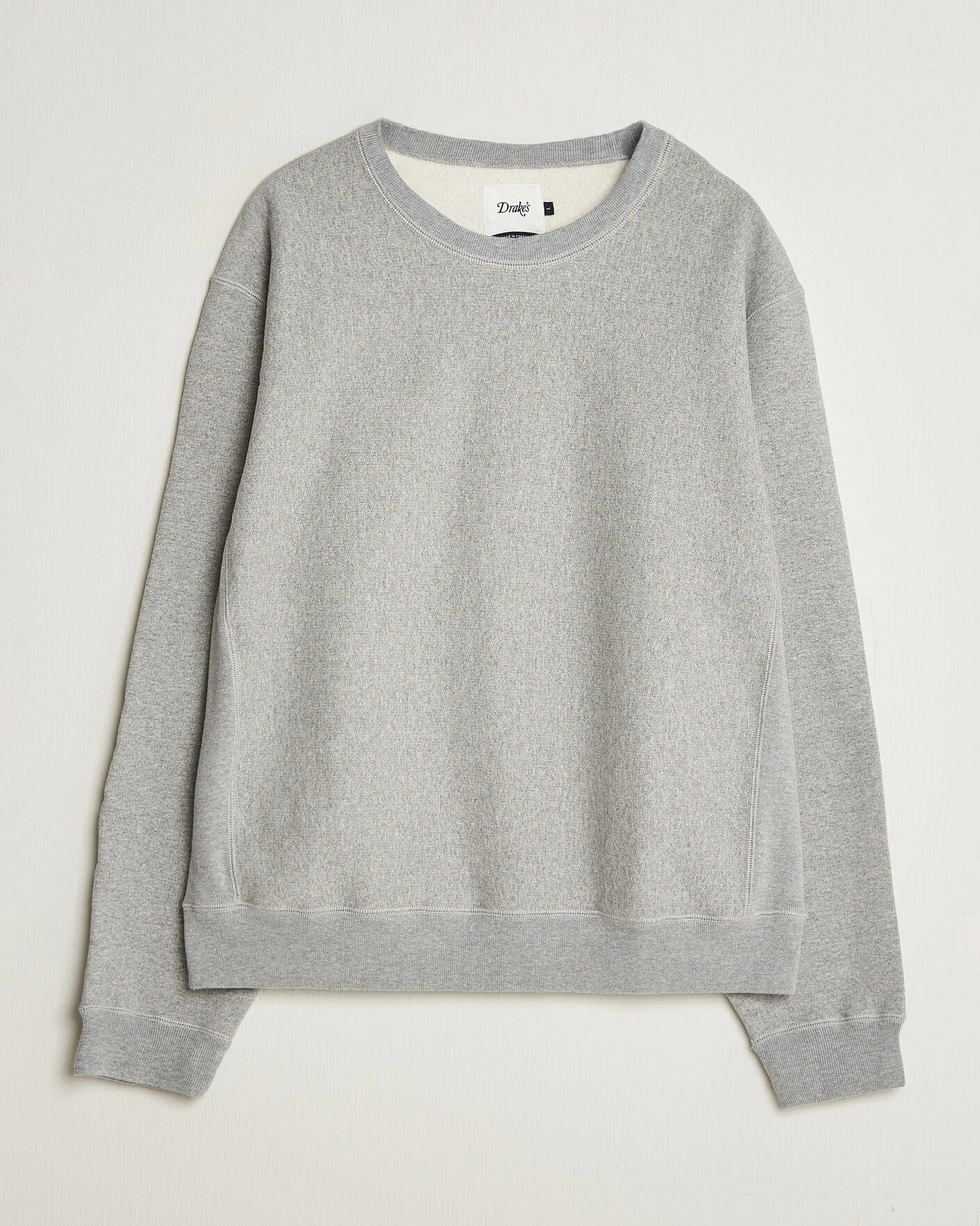 Herr | Tröjor | Drake's | Reverse Weave Crewneck Sweatshirt Grey