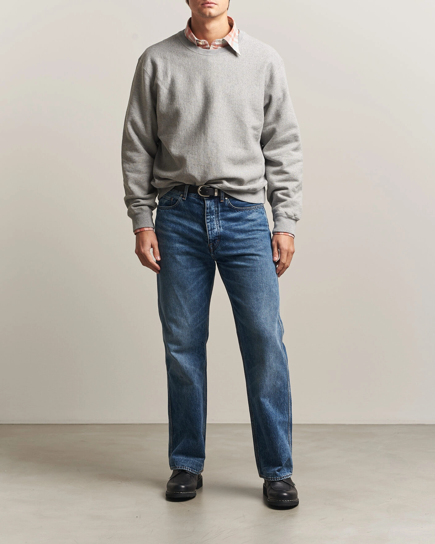 Herr | Tröjor | Drake's | Reverse Weave Crewneck Sweatshirt Grey