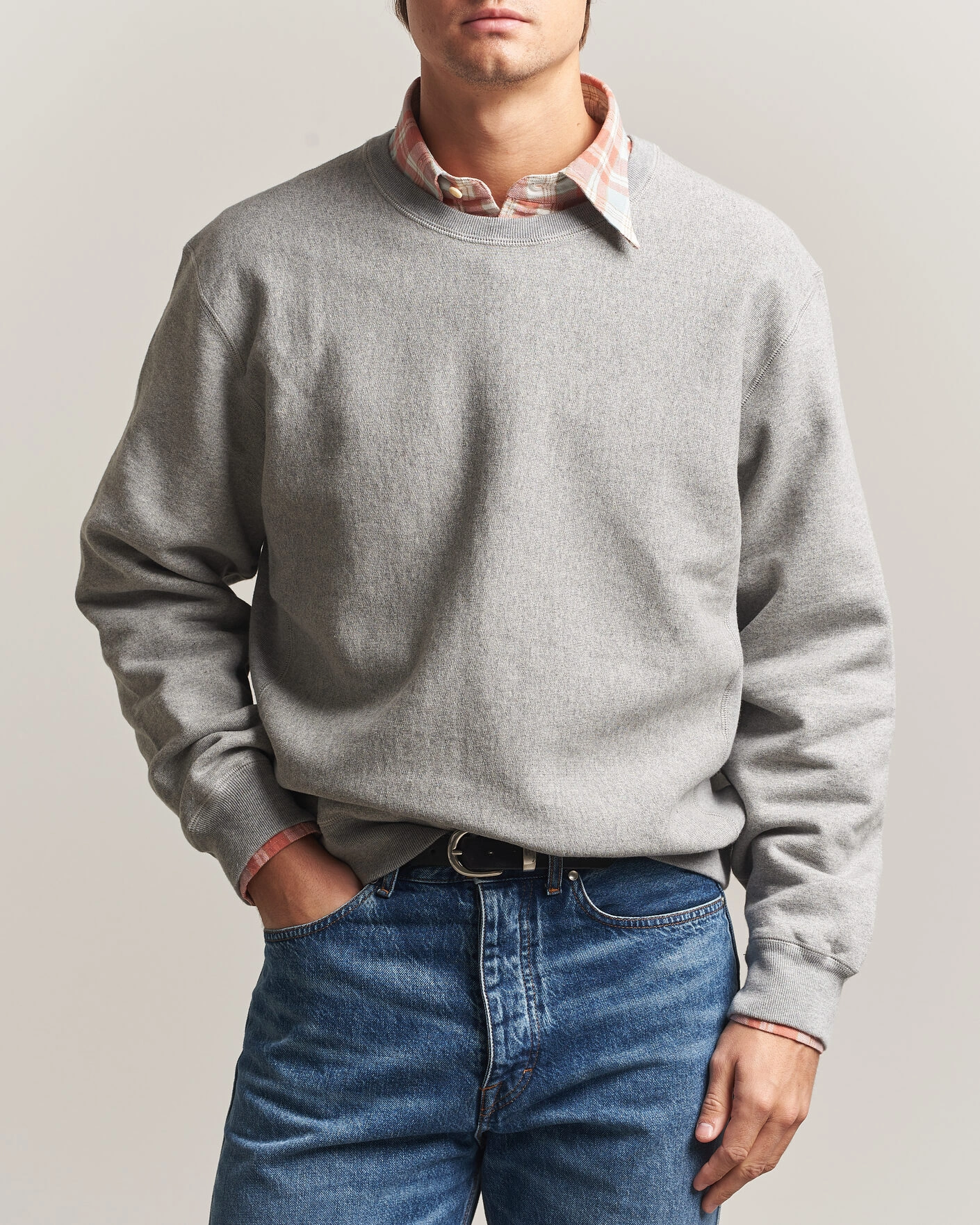 Herr | Tröjor | Drake's | Reverse Weave Crewneck Sweatshirt Grey