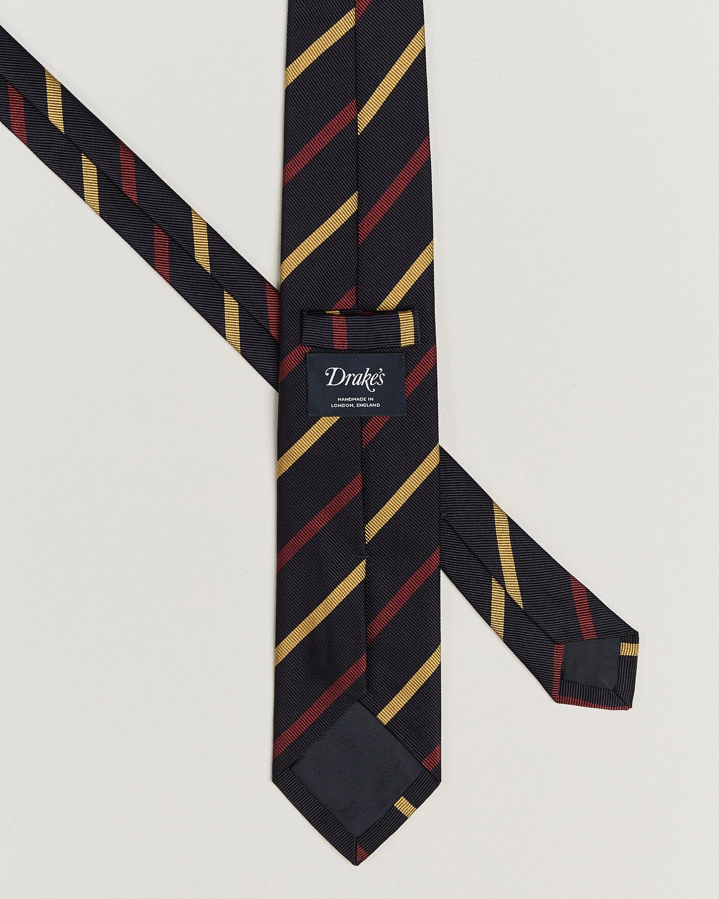 Herr | Slipsar | Drake's | Line Stripe Super Reppe Tie Navy/Red/Yellow