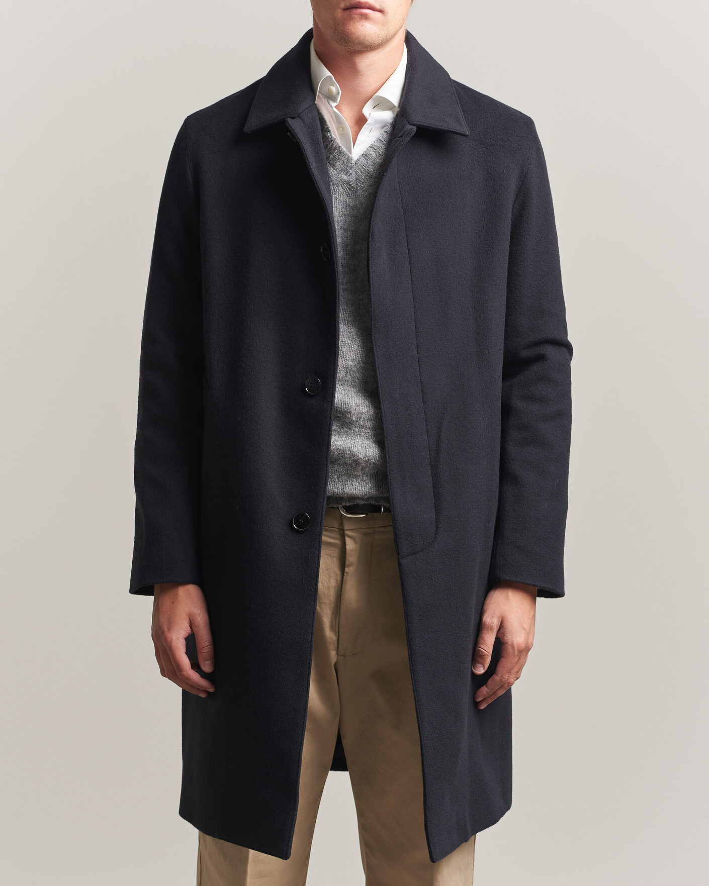 Herr | Jackor | Mackintosh | Dunkeld Wool/Cashmere Coat Navy