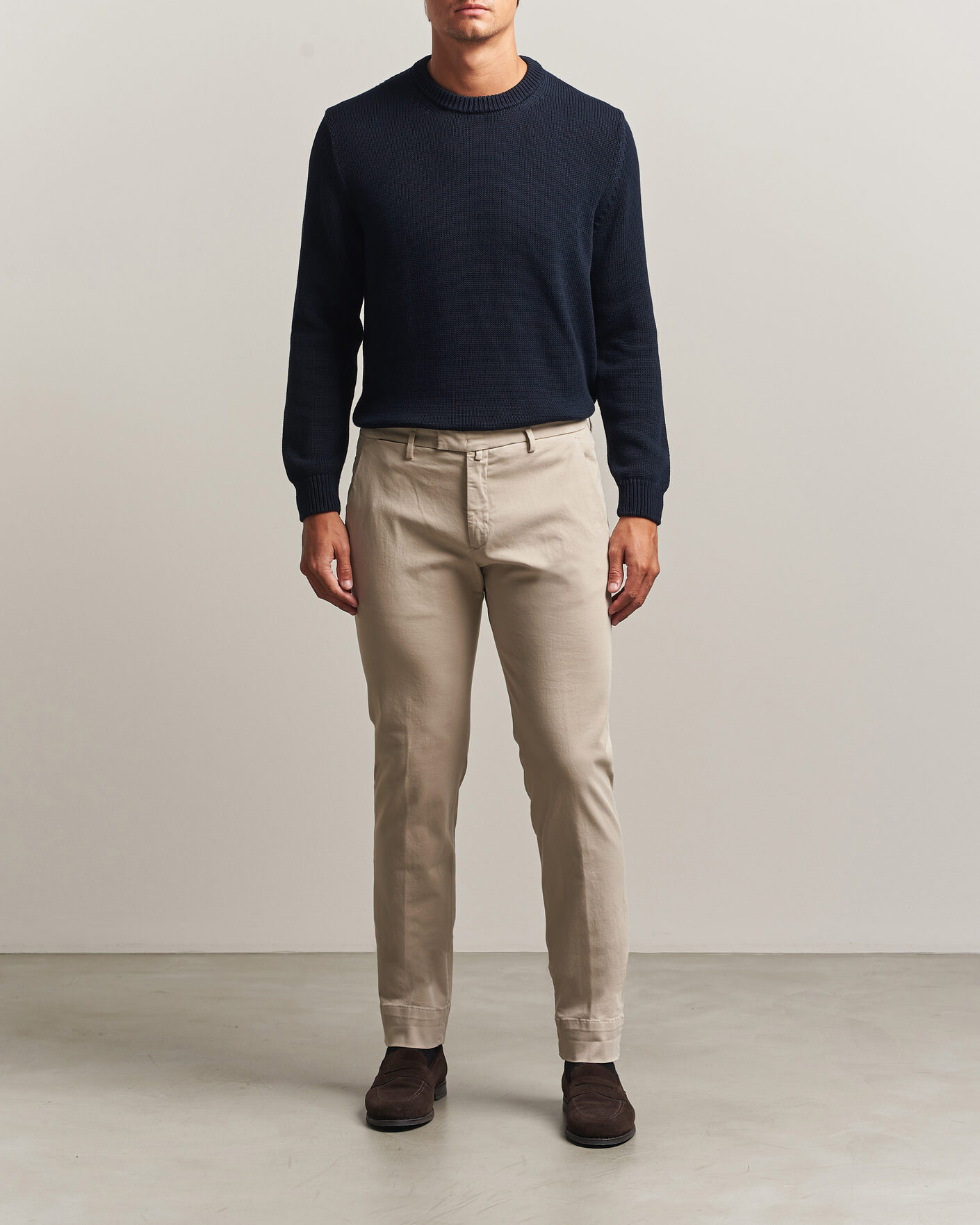Herr | Byxor | Briglia 1949 | Slim Fit Cotton Stretch Trousers Beige