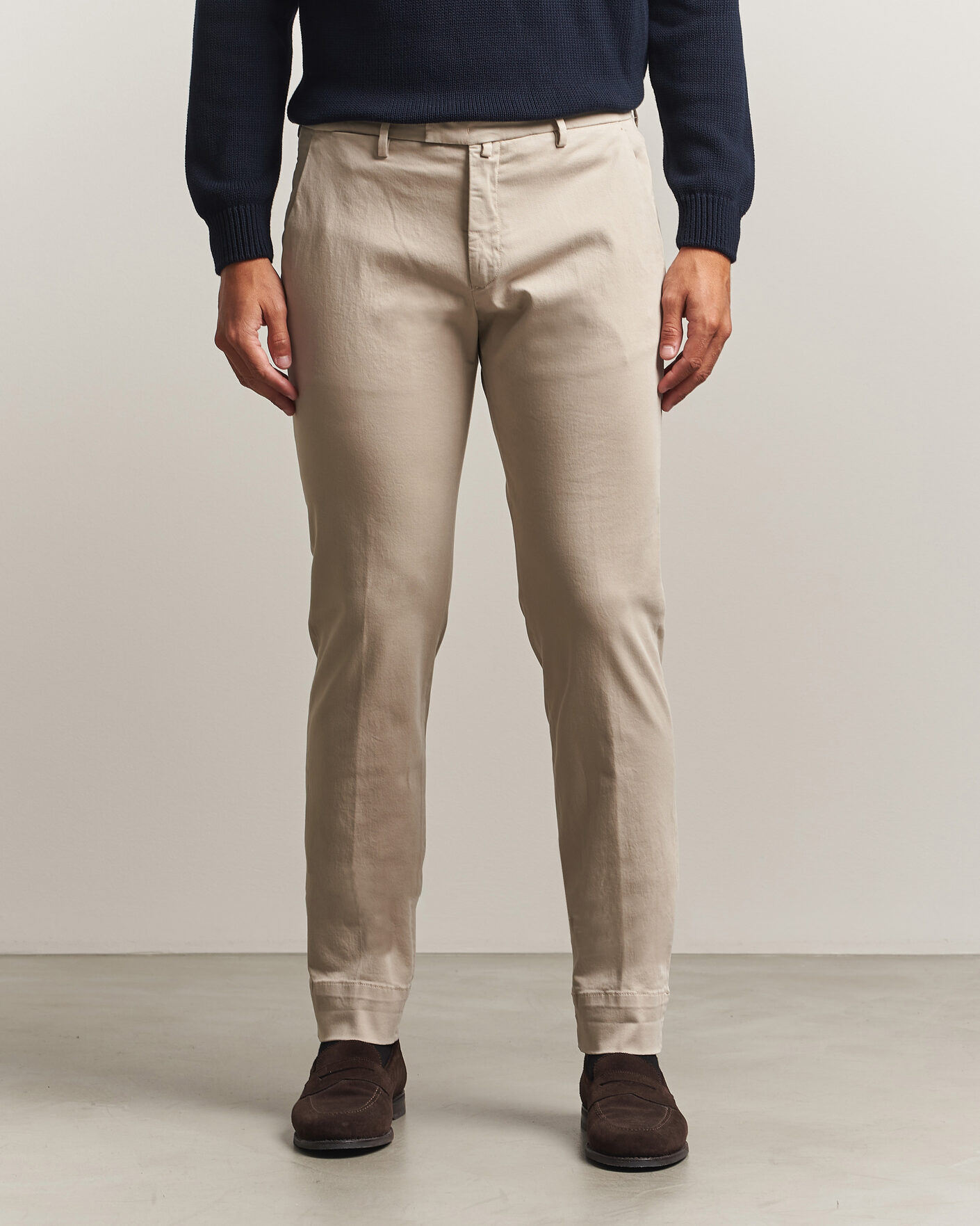Herr | Byxor | Briglia 1949 | Slim Fit Cotton Stretch Trousers Beige