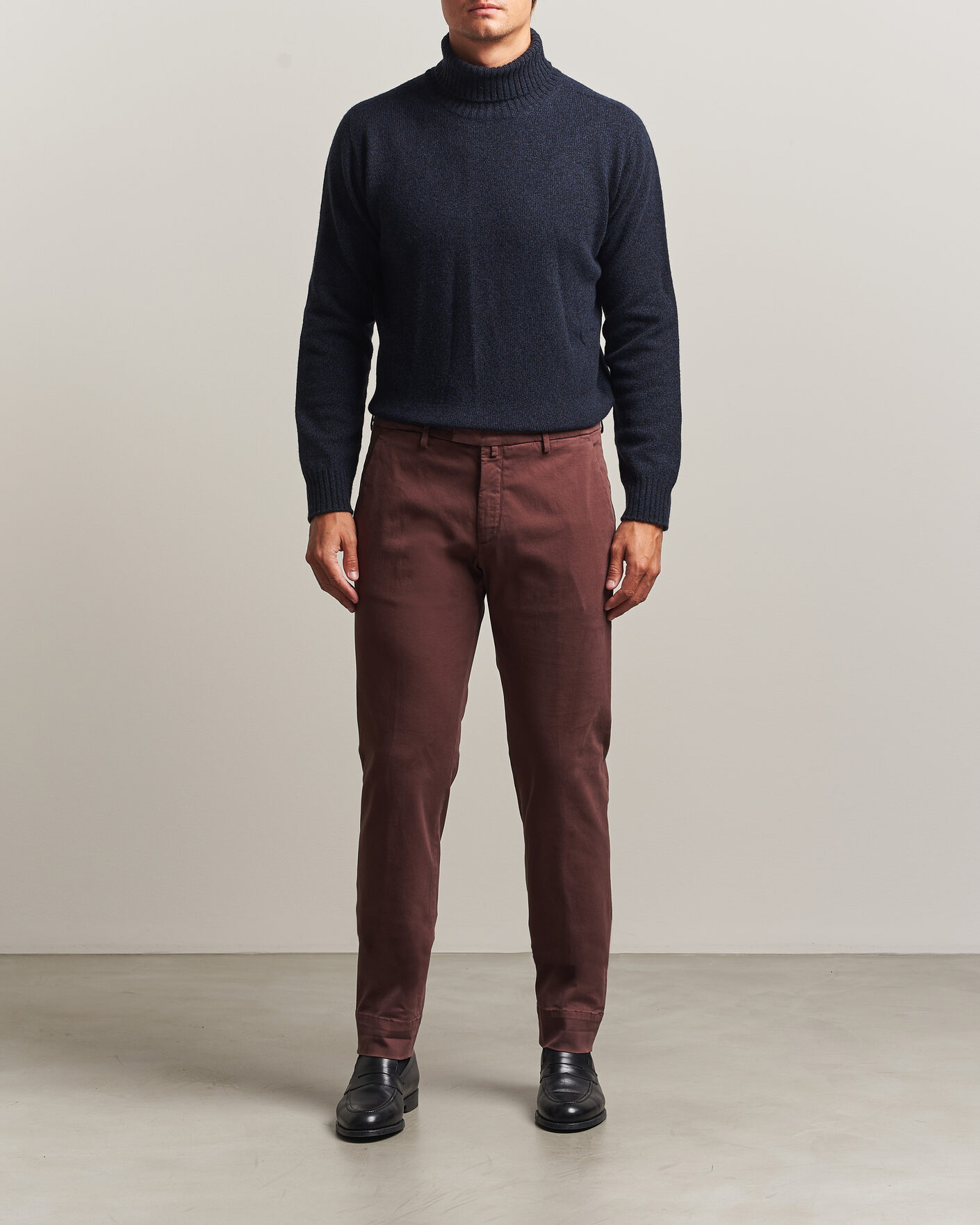 Herr | Byxor | Briglia 1949 | Slim Fit Cotton Stretch Trousers Burgundy