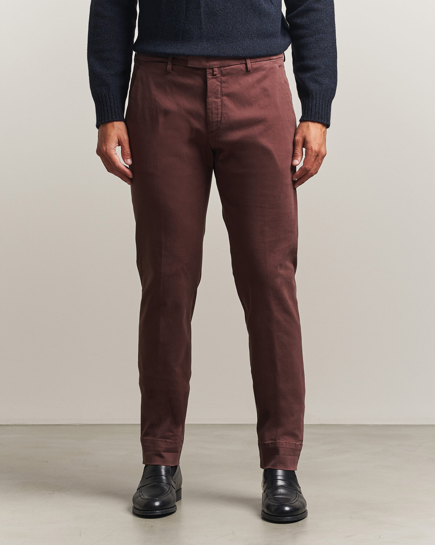 Herr | Byxor | Briglia 1949 | Slim Fit Cotton Stretch Trousers Burgundy