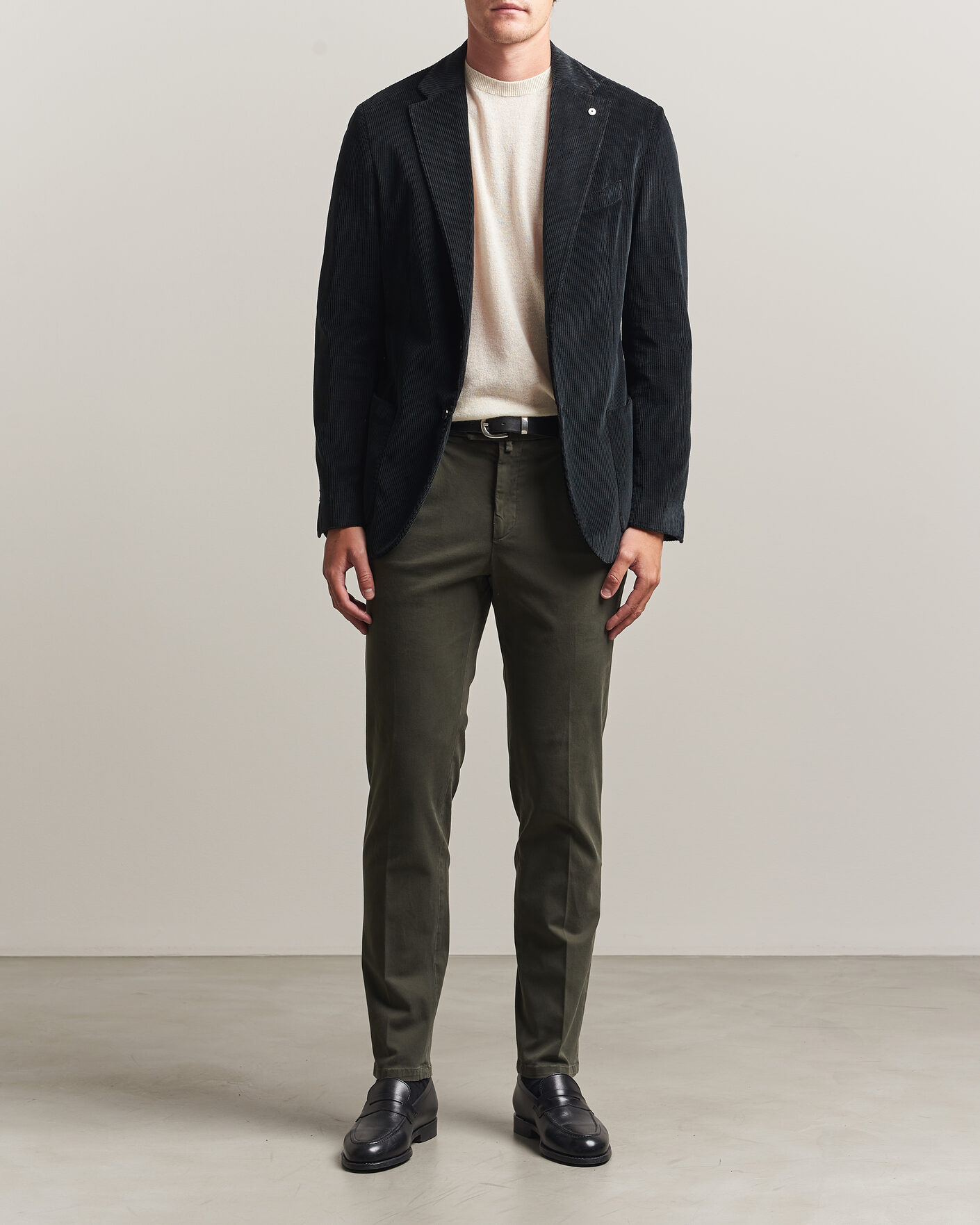 Herr | Byxor | Briglia 1949 | Easy Fit Pleated Cotton Stretch Trousers Military
