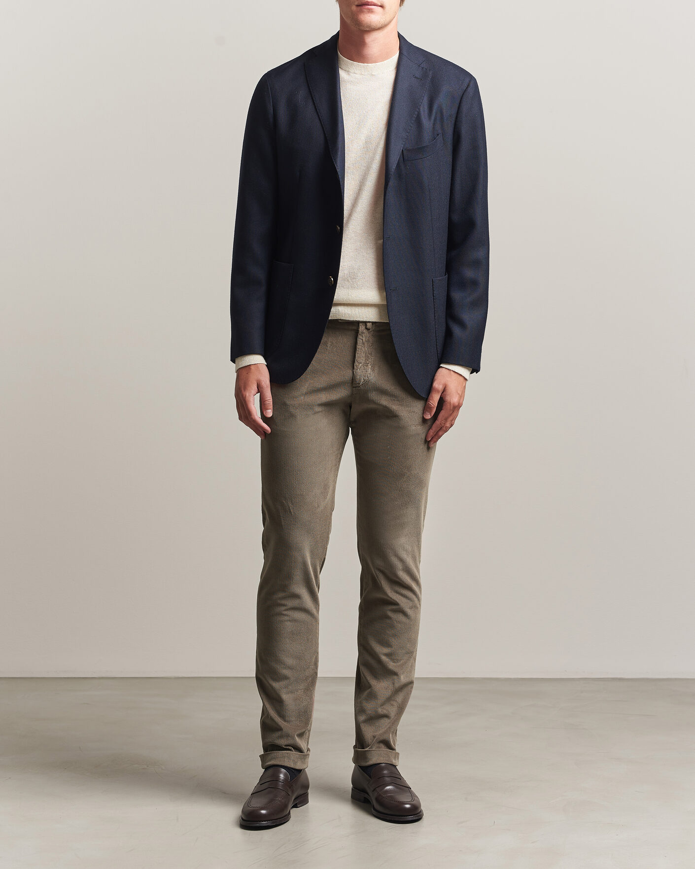 Herr | Byxor | Briglia 1949 | Slim Fit Corduroy Trousers Taupe