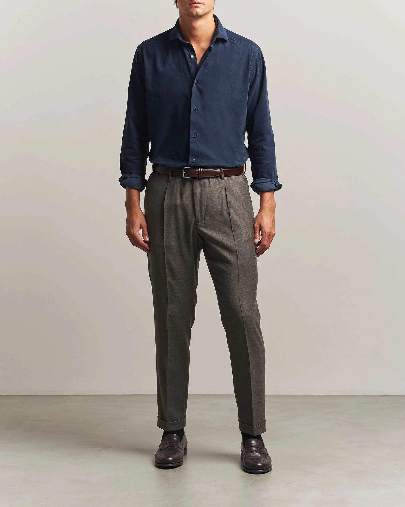 Herr | Byxor | Briglia 1949 | Isola Stretch Flannel Trousers Brown