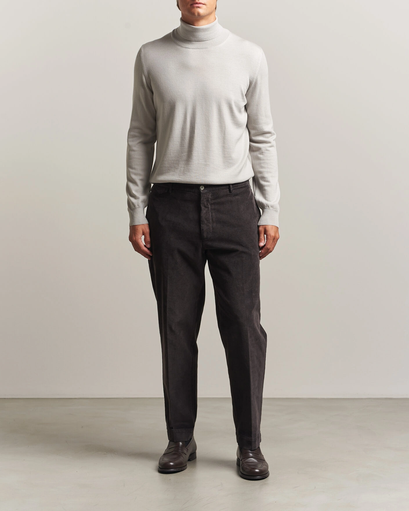 Herr | Tröjor | Gran Sasso | Merino Fashion Fit Rollneck Light Beige