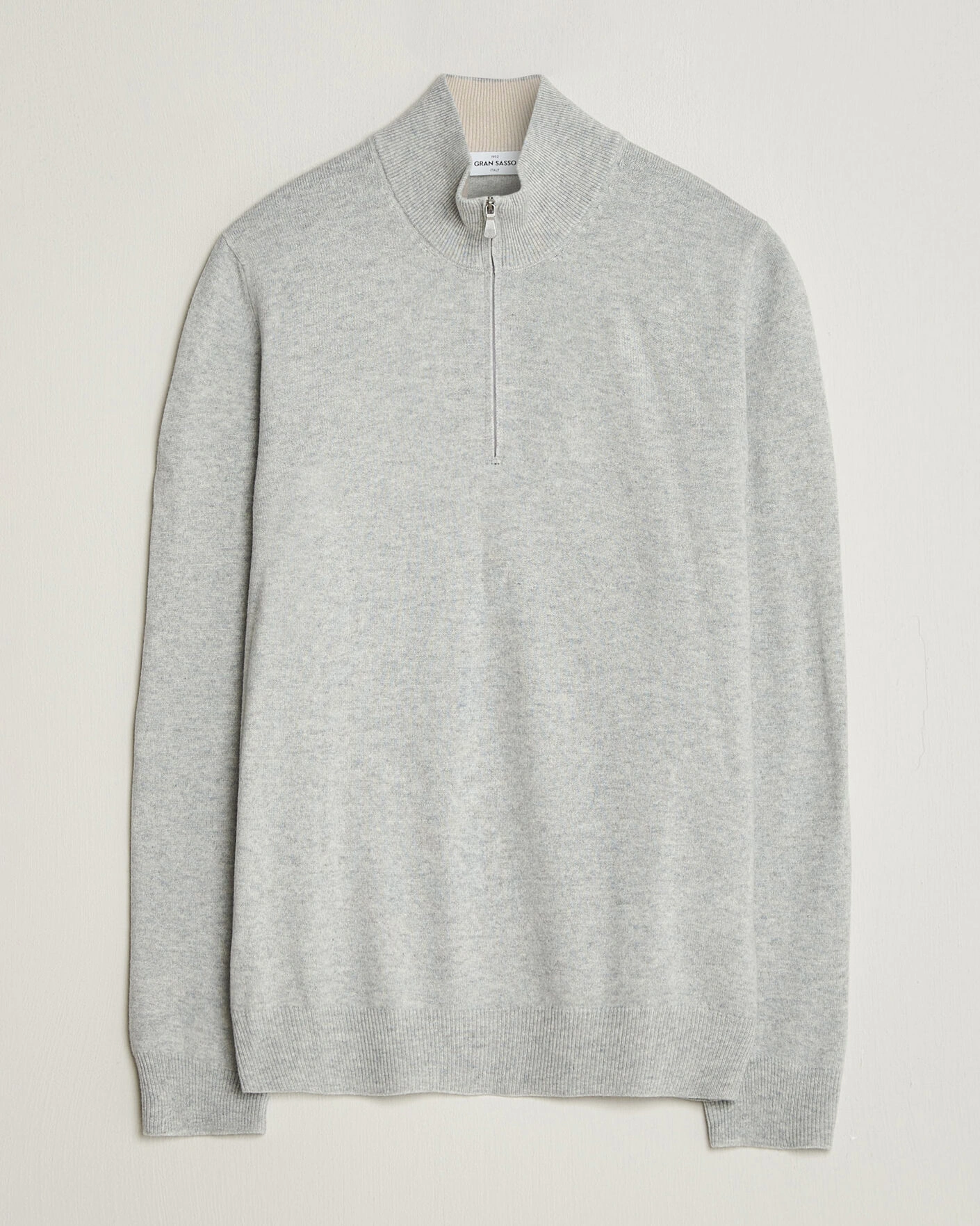 Herr | Tröjor | Gran Sasso | Wool/Cashmere Half Zip Light Grey Melange