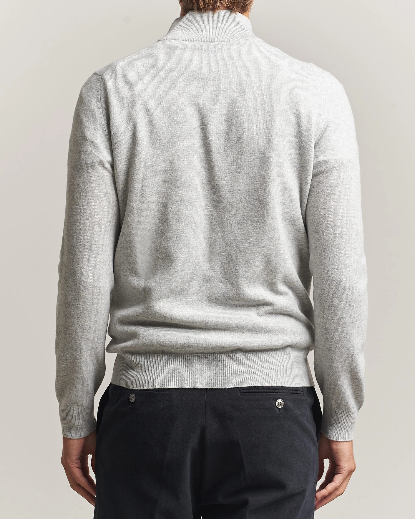 Herr | Tröjor | Gran Sasso | Wool/Cashmere Half Zip Light Grey Melange