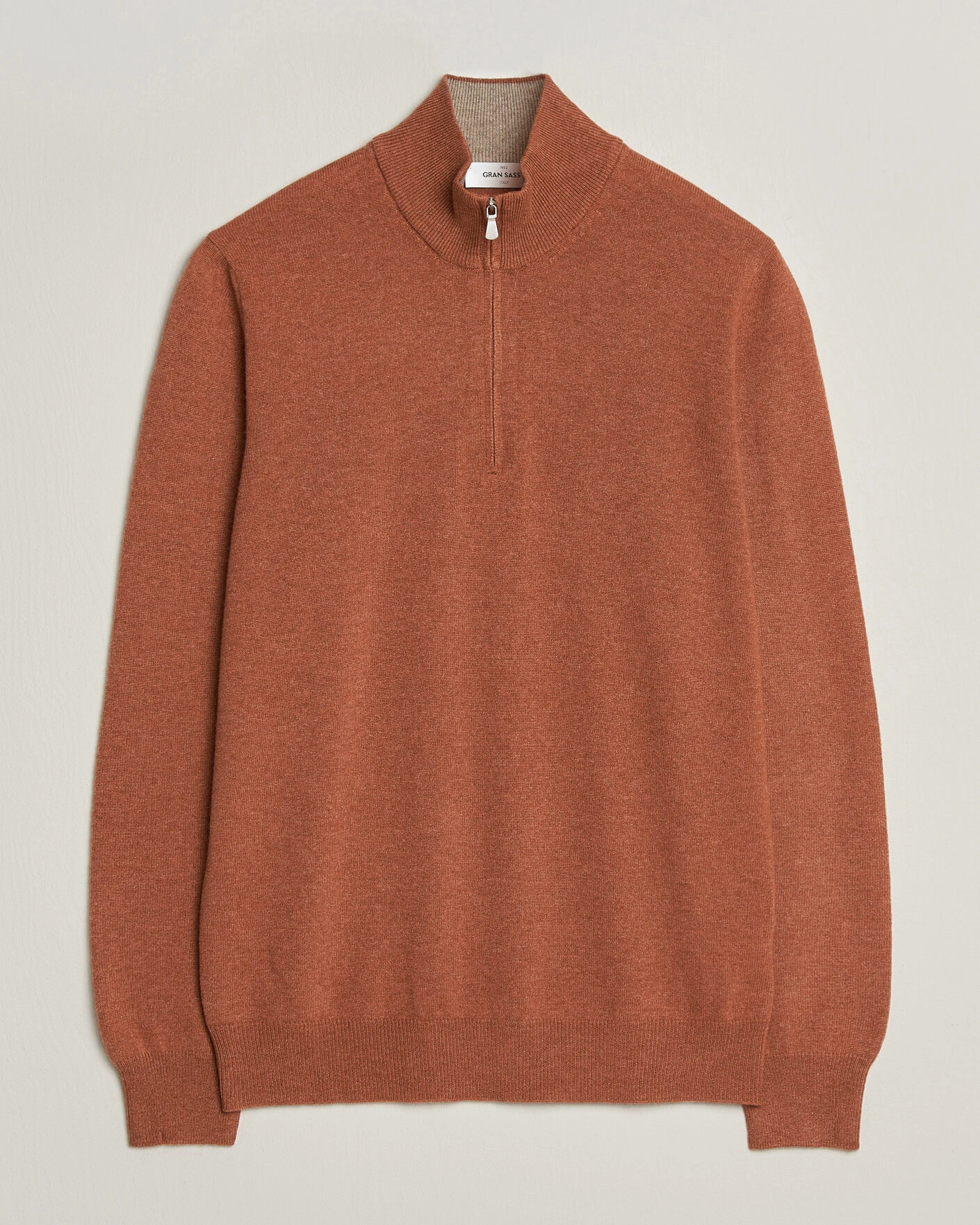 Herr | Tröjor | Gran Sasso | Wool/Cashmere Half Zip Rust Orange