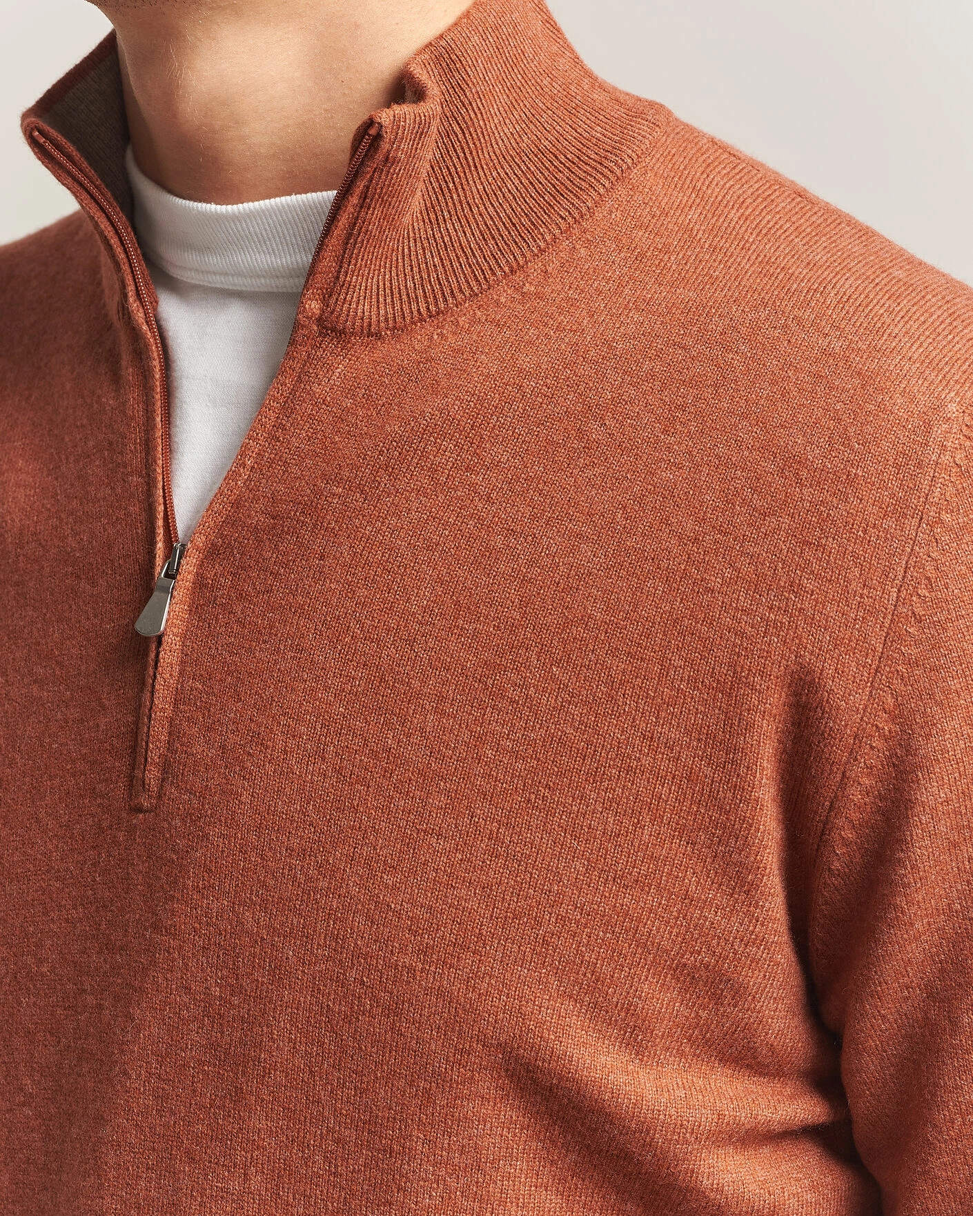 Herr | Tröjor | Gran Sasso | Wool/Cashmere Half Zip Rust Orange