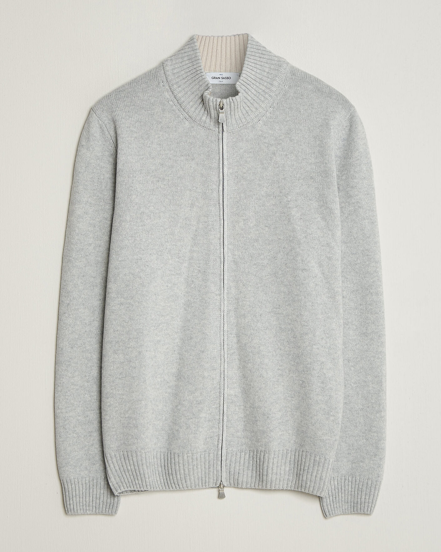 Herr | Tröjor | Gran Sasso | Wool/Cashmere Full Zip Light Grey Melange