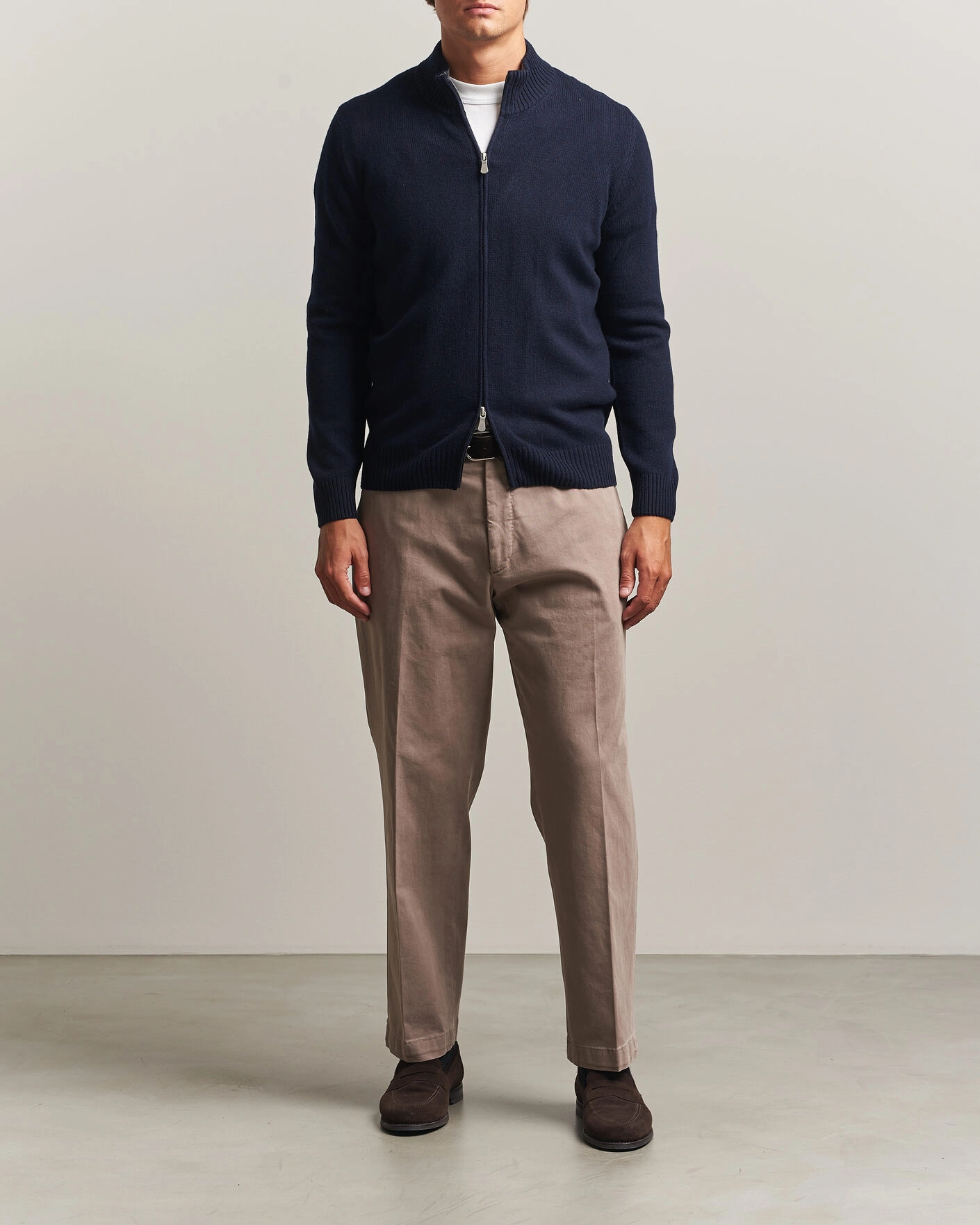 Herr |  | Gran Sasso | Wool/Cashmere Full Zip Navy