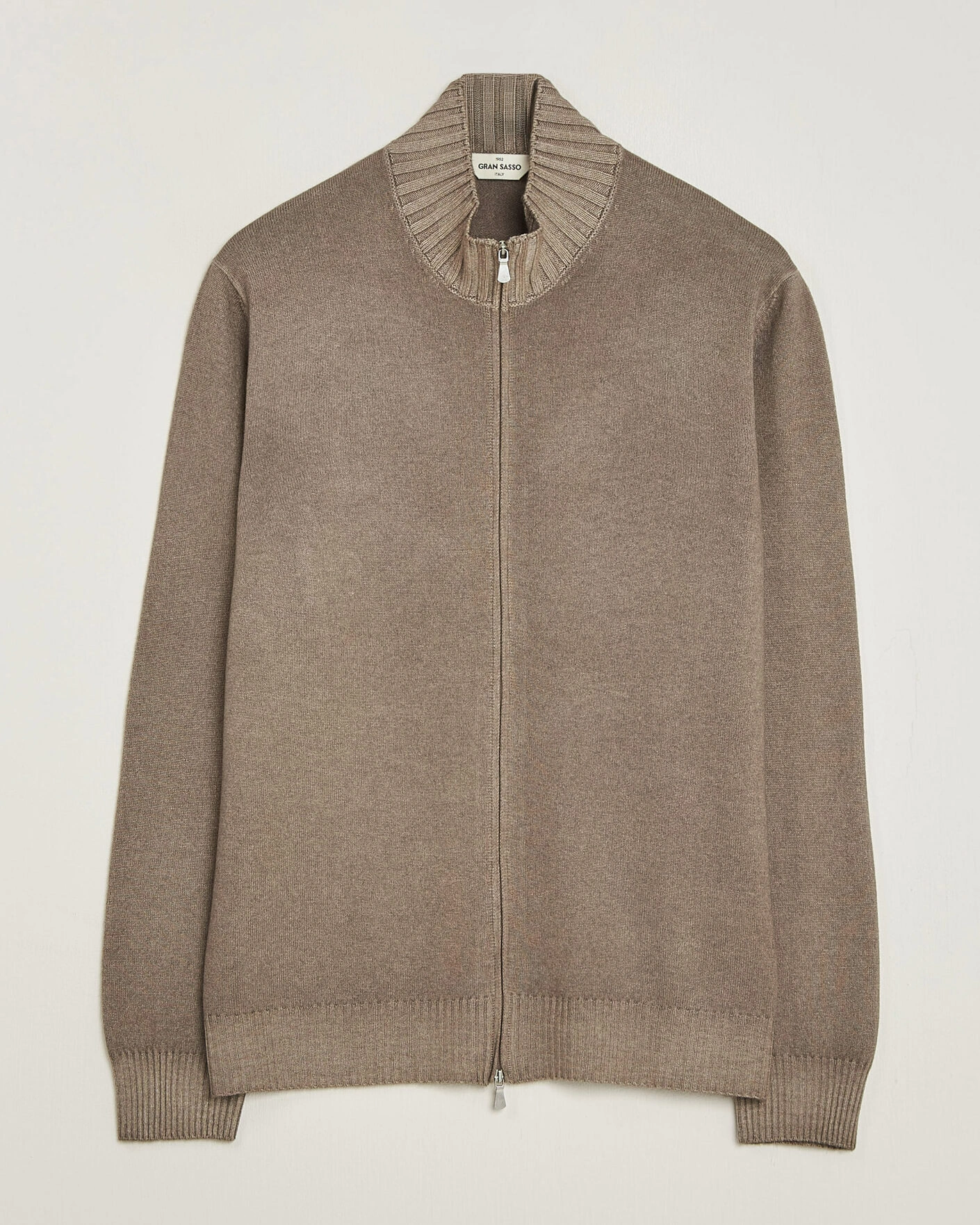 Herr | Tröjor | Gran Sasso | Wool/Cashmere Washed Full Zip Brown Melange