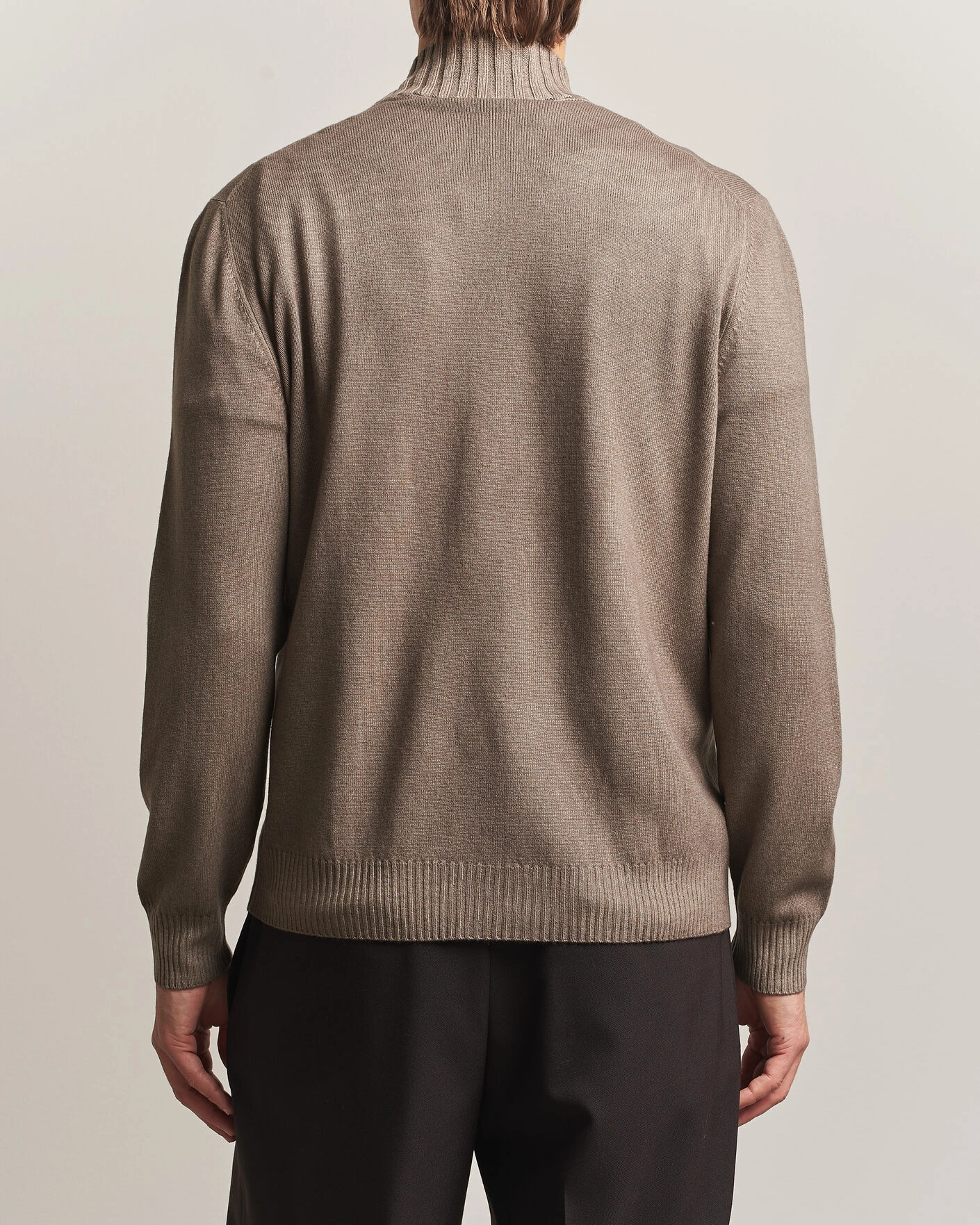 Herr | Tröjor | Gran Sasso | Wool/Cashmere Washed Full Zip Brown Melange