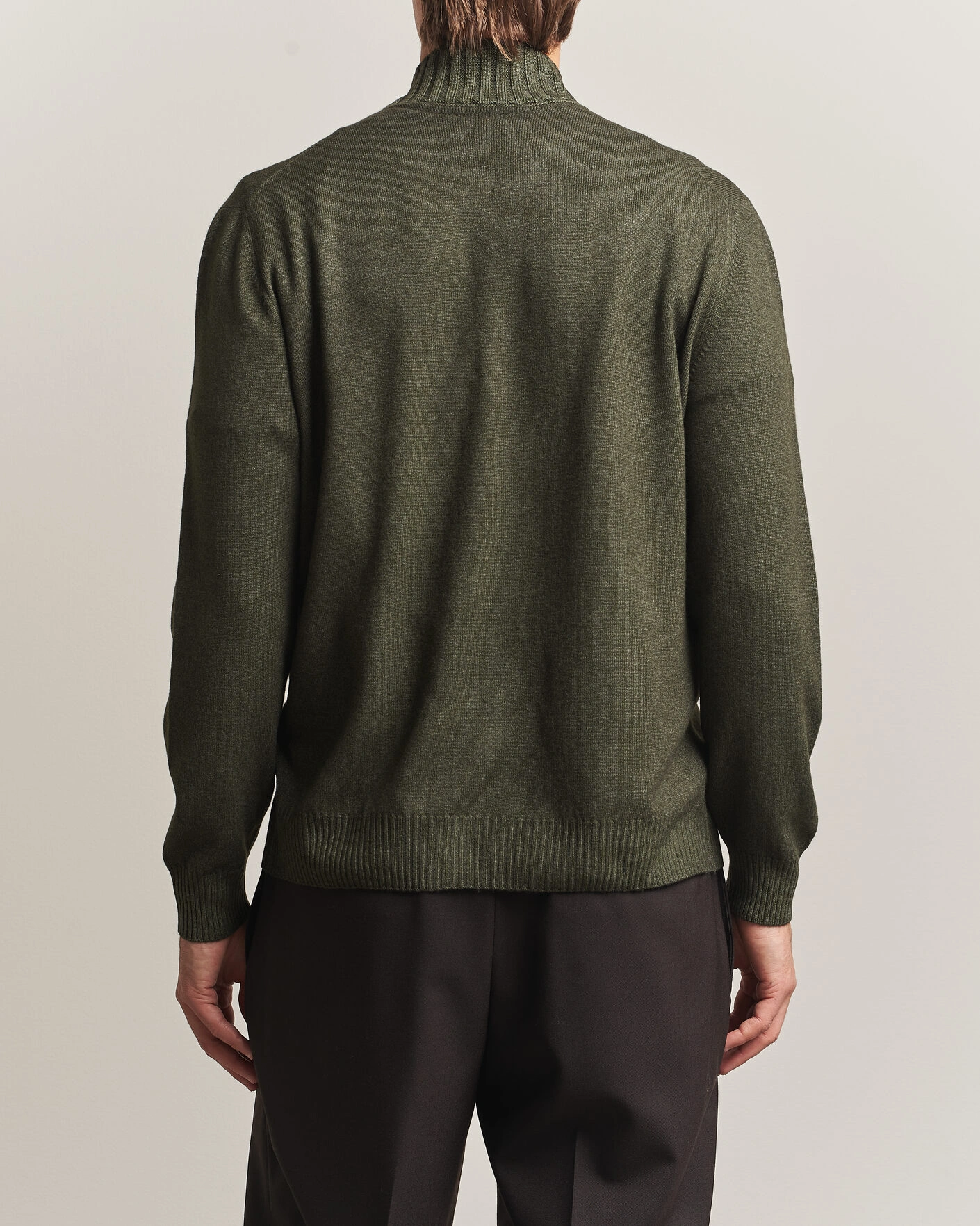 Herr | Tröjor | Gran Sasso | Wool/Cashmere Washed Full Zip Olive Melange