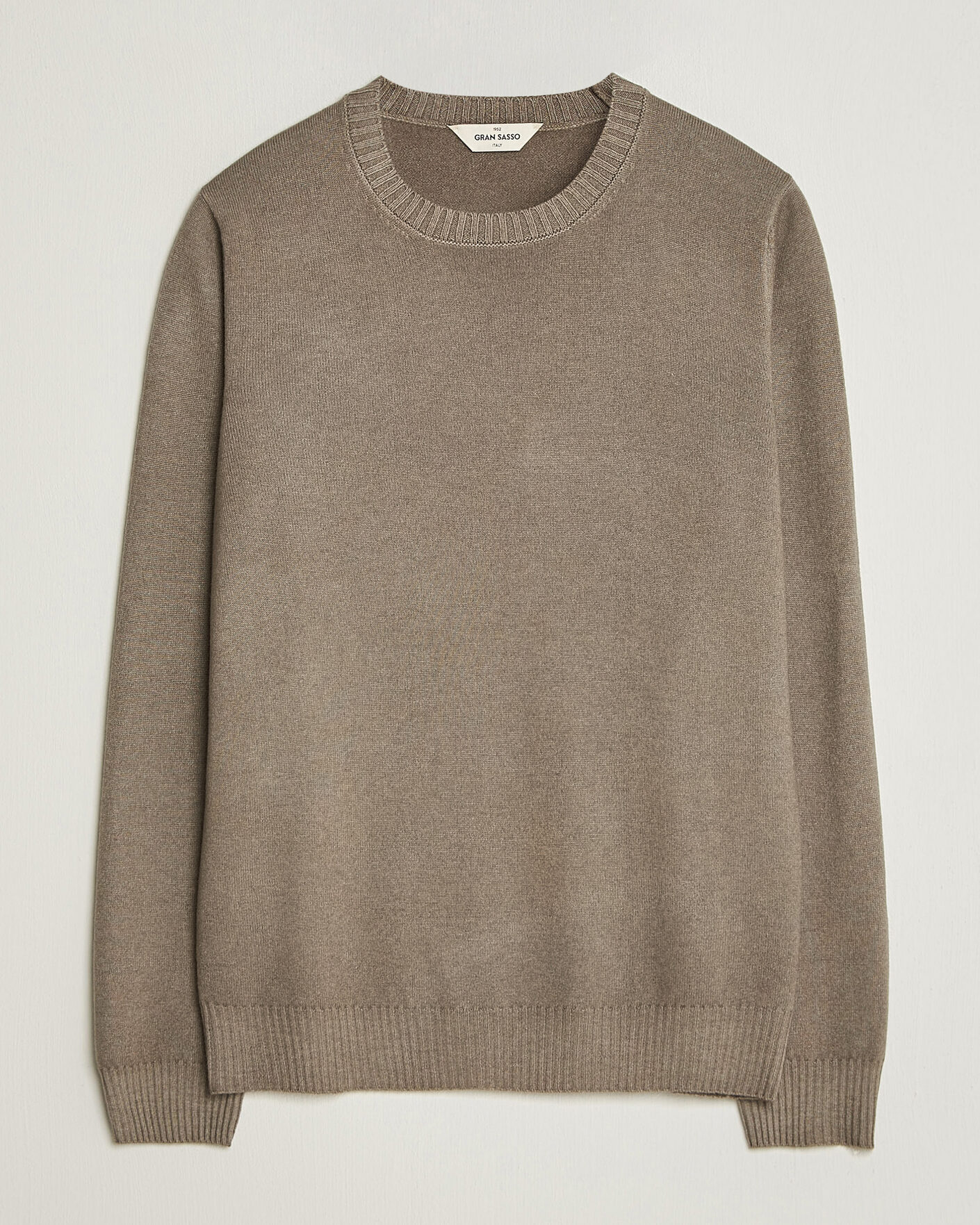 Herr | Tröjor | Gran Sasso | Wool/Cashmere Washed Crew Neck Brown Melange