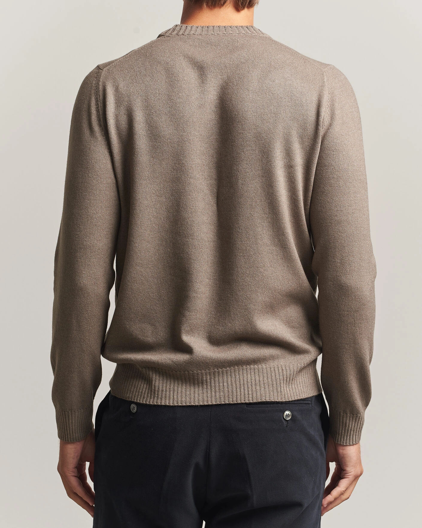 Herr | Tröjor | Gran Sasso | Wool/Cashmere Washed Crew Neck Brown Melange