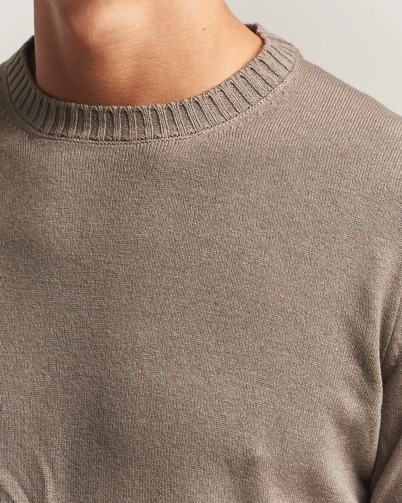Herr | Tröjor | Gran Sasso | Wool/Cashmere Washed Crew Neck Brown Melange