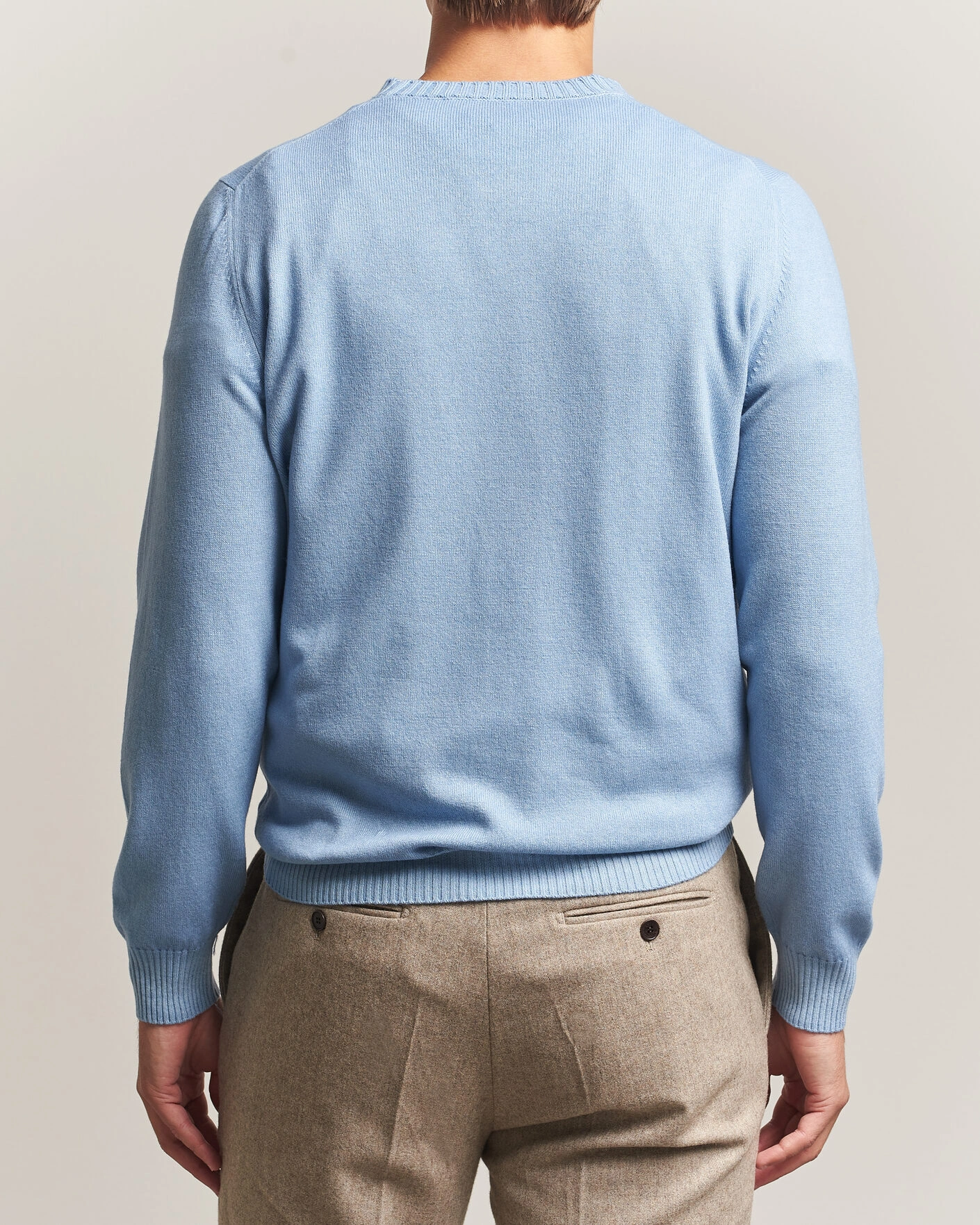 Herr | Tröjor | Gran Sasso | Wool/Cashmere Washed Crew Neck Blue Melange