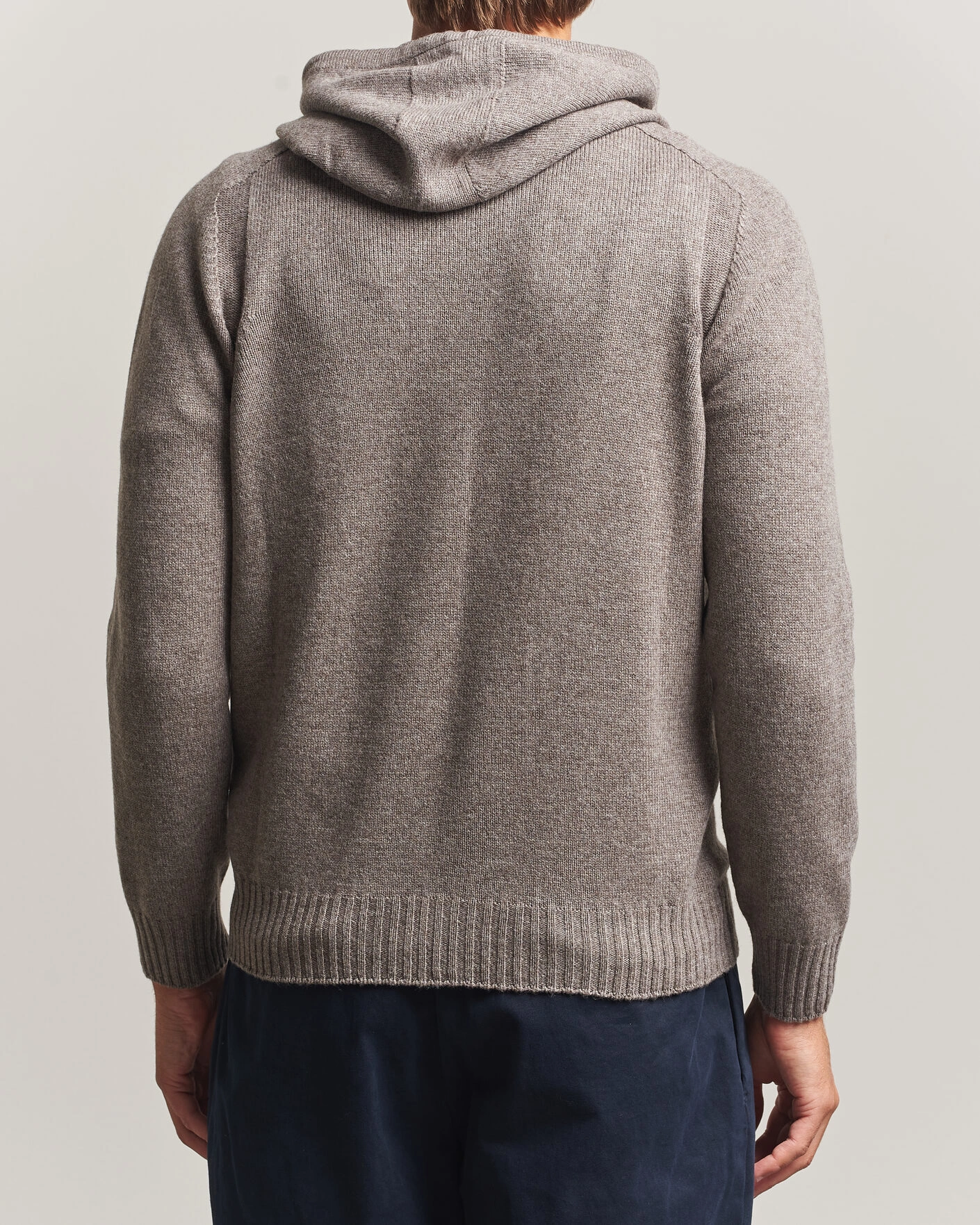 Herr | Tröjor | Gran Sasso | Full Zip Wool Hoodie Taupe Melange