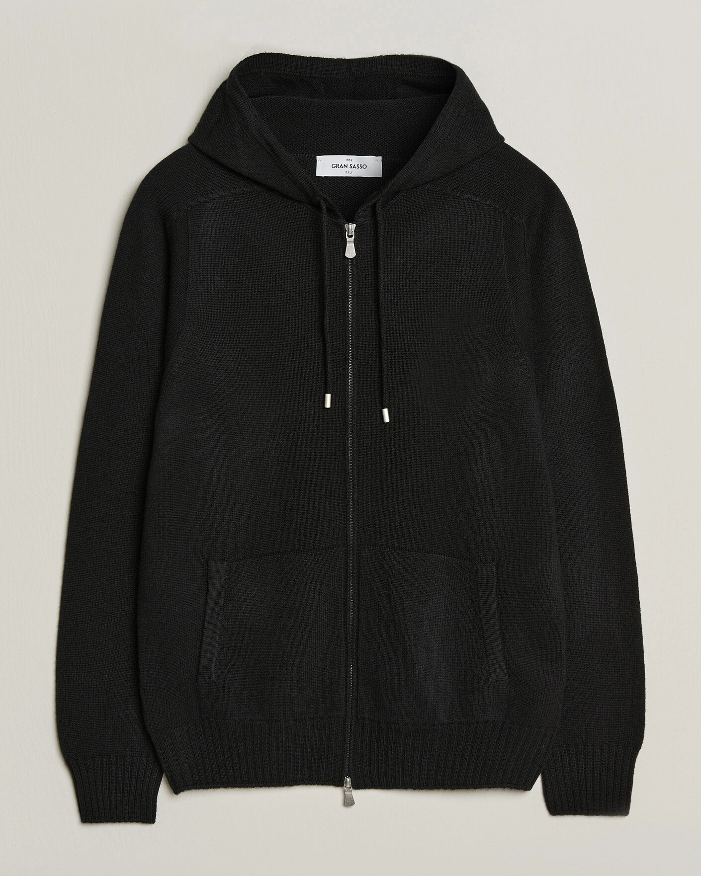 Herr | Tröjor | Gran Sasso | Full Zip Wool Hoodie Black