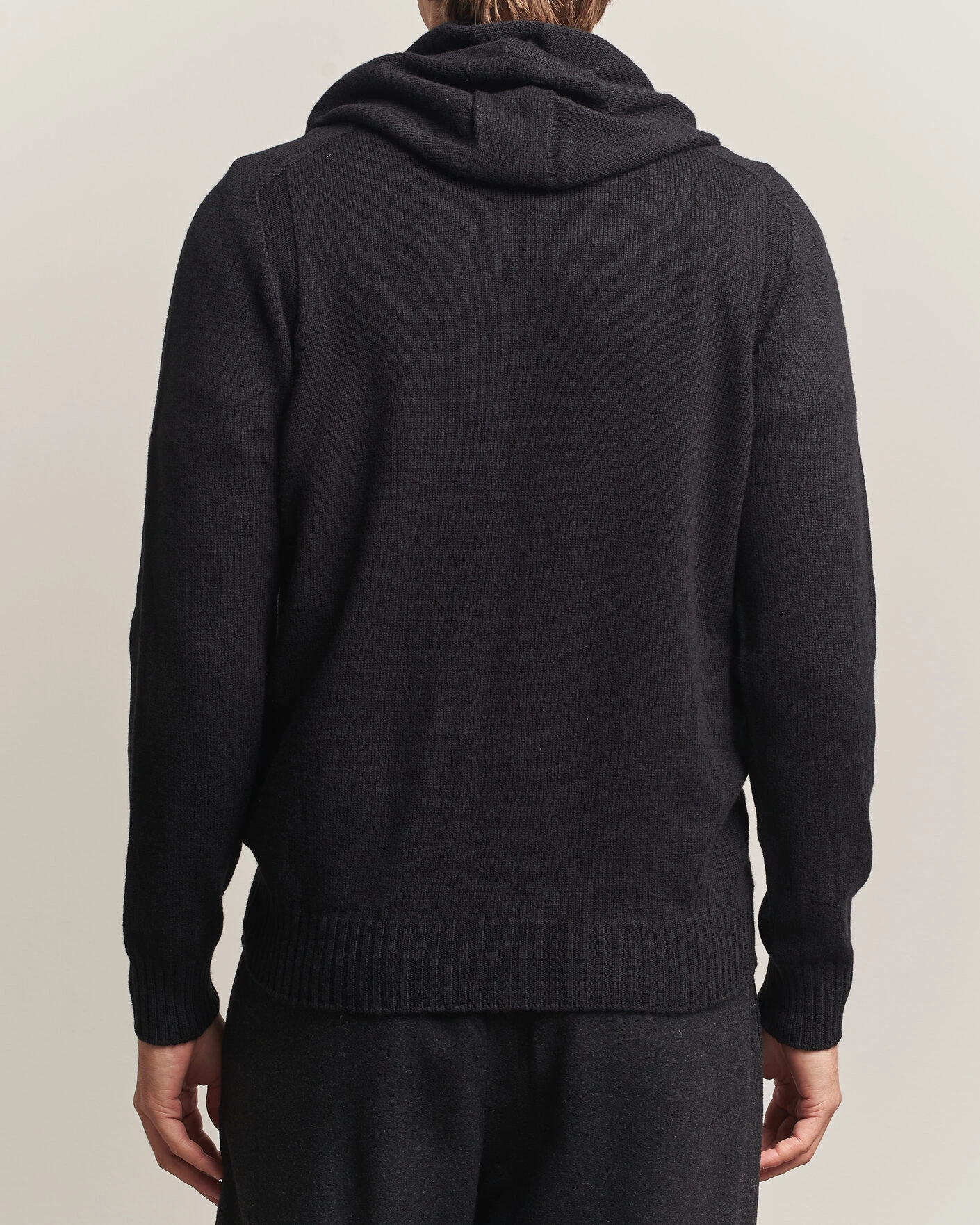 Herr | Tröjor | Gran Sasso | Full Zip Wool Hoodie Black