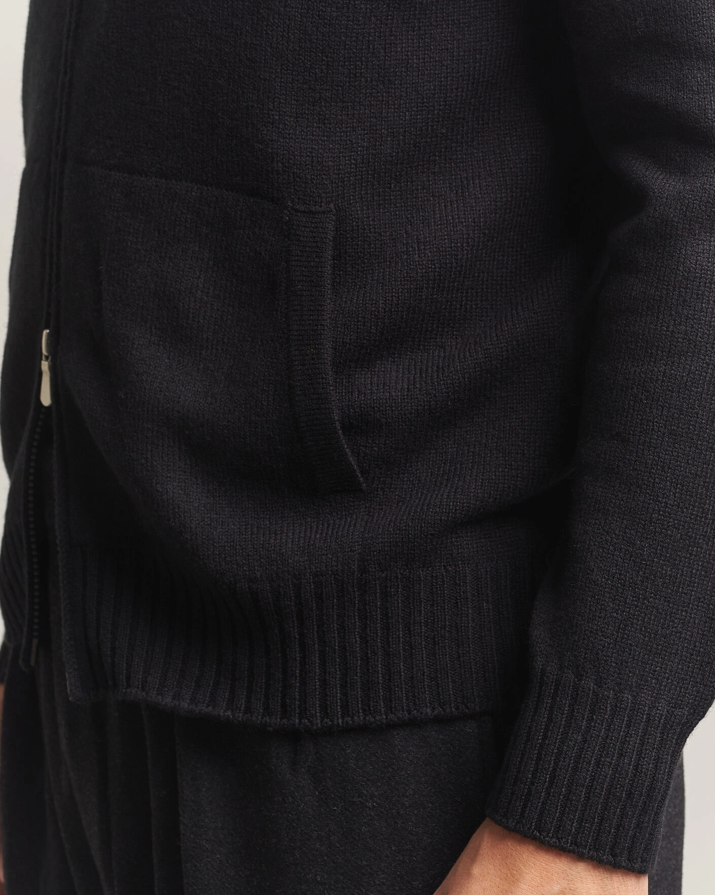 Herr | Tröjor | Gran Sasso | Full Zip Wool Hoodie Black