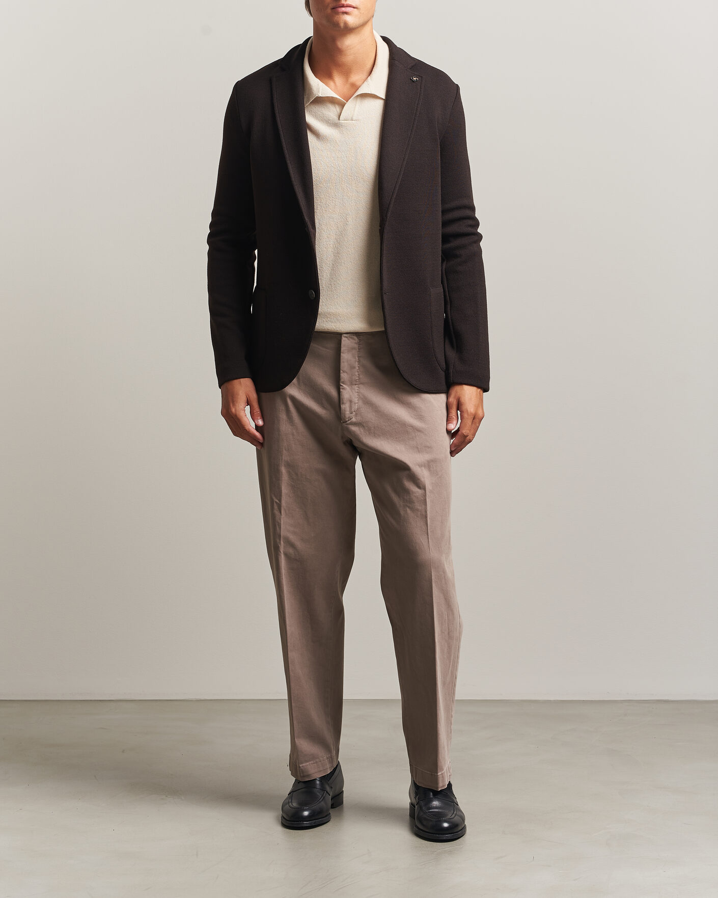 Herr | Kavajer | Gran Sasso | Rainwool Knitted Blazer Dark Brown