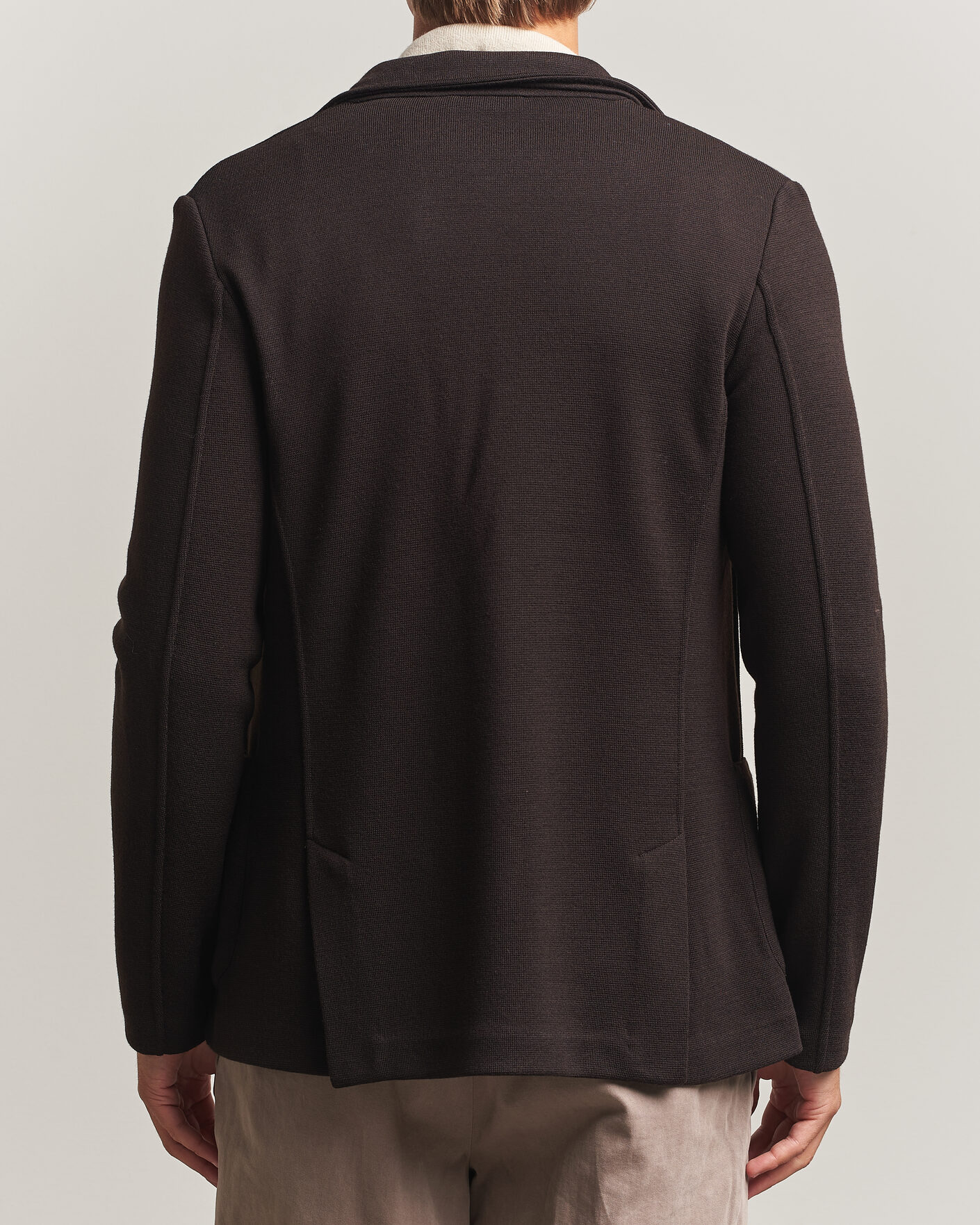 Herr | Kavajer | Gran Sasso | Rainwool Knitted Blazer Dark Brown