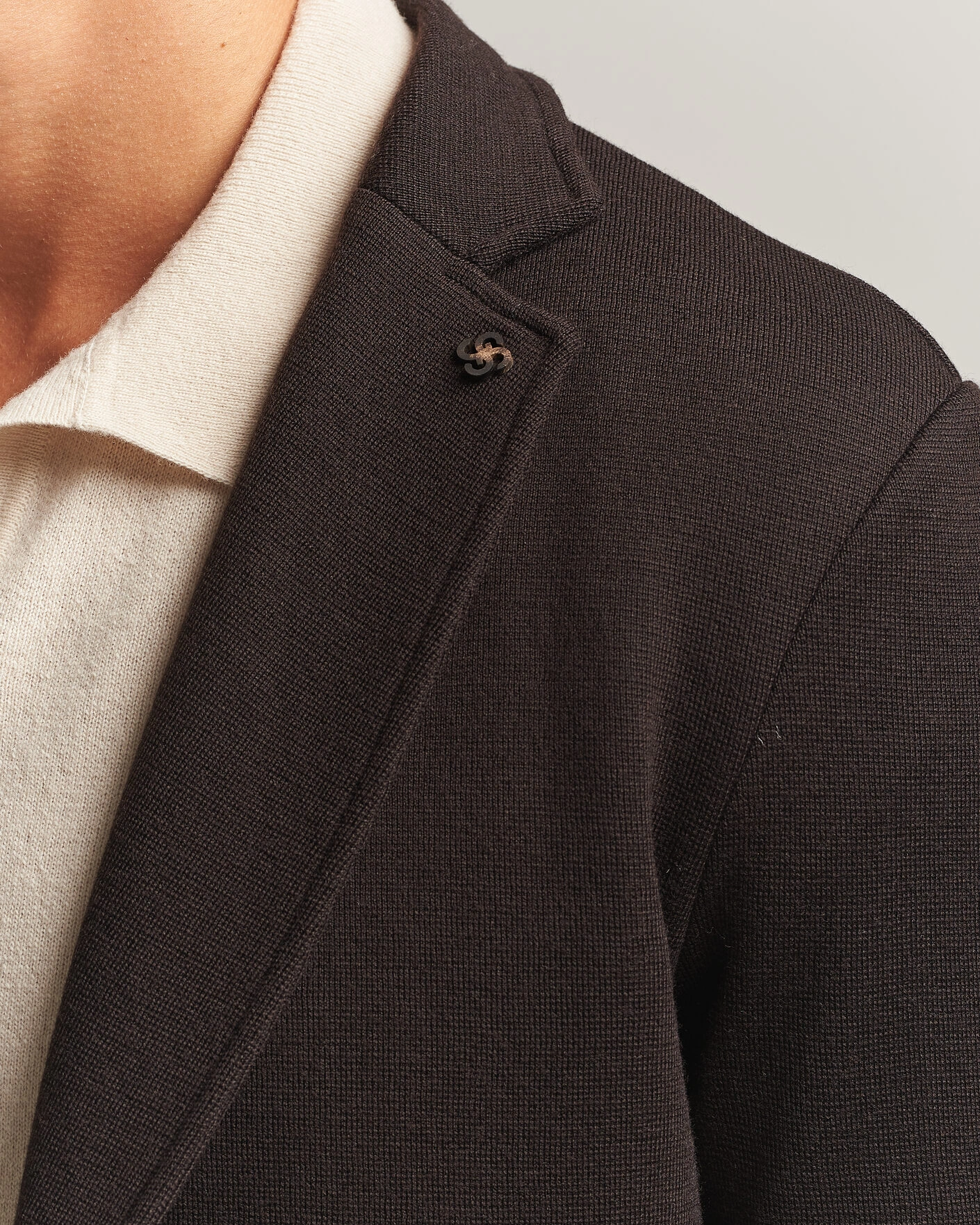 Herr | Kavajer | Gran Sasso | Rainwool Knitted Blazer Dark Brown
