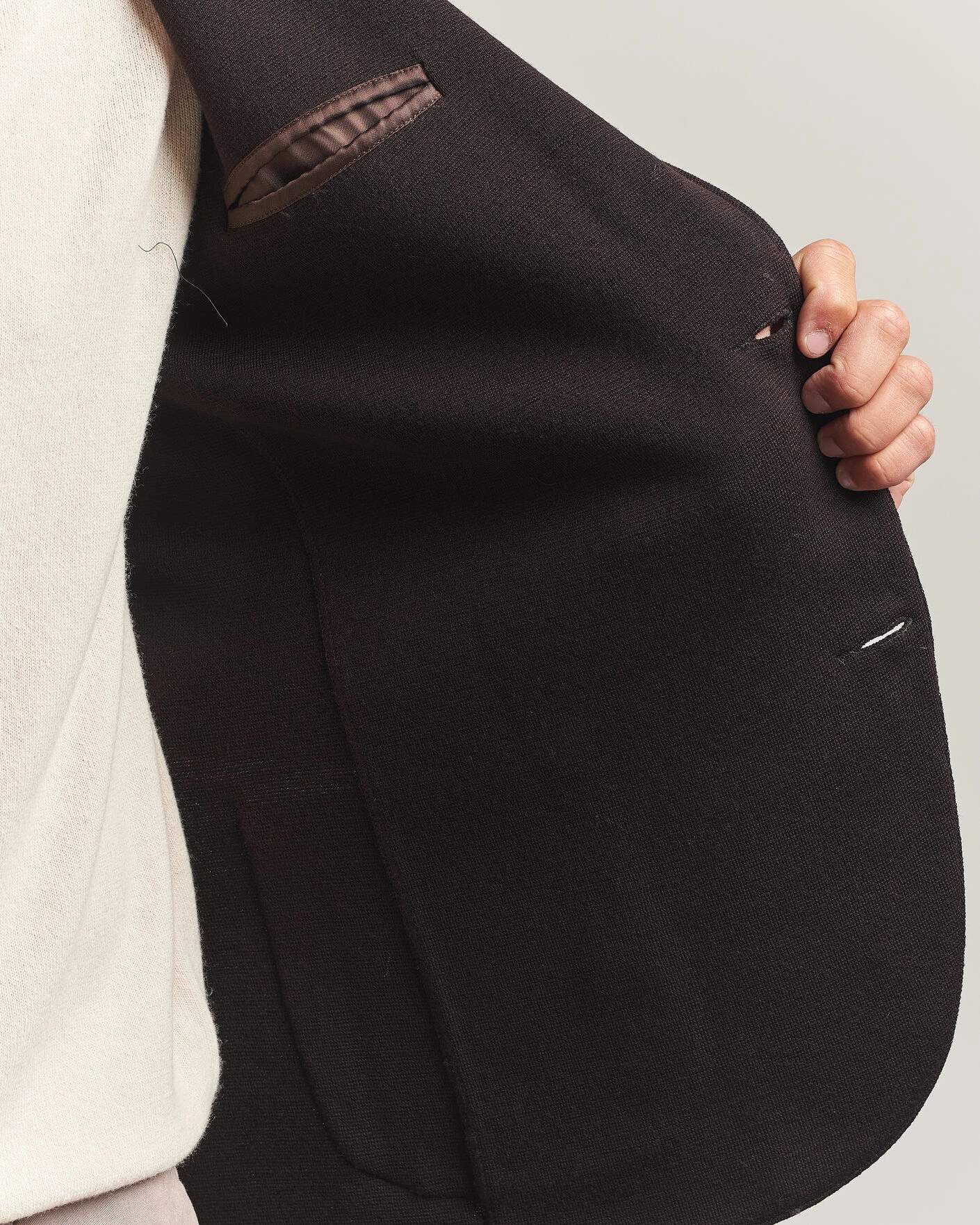 Herr | Kavajer | Gran Sasso | Rainwool Knitted Blazer Dark Brown