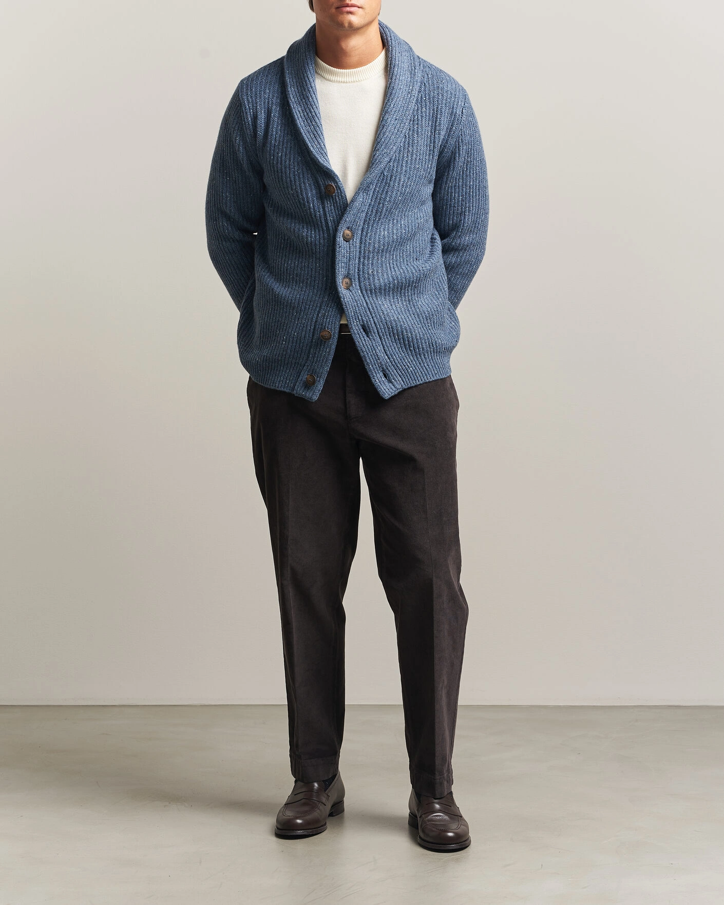 Herr | Tröjor | Gran Sasso | Wool/Cashmere Donegal Cardigan Blue