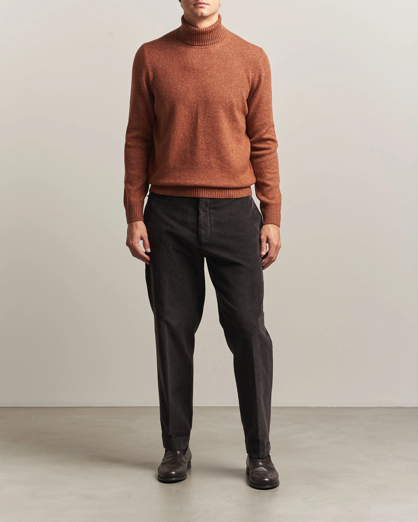 Herr | Tröjor | Gran Sasso | Wool/Cashmere Donegal Rollneck Rust Orange